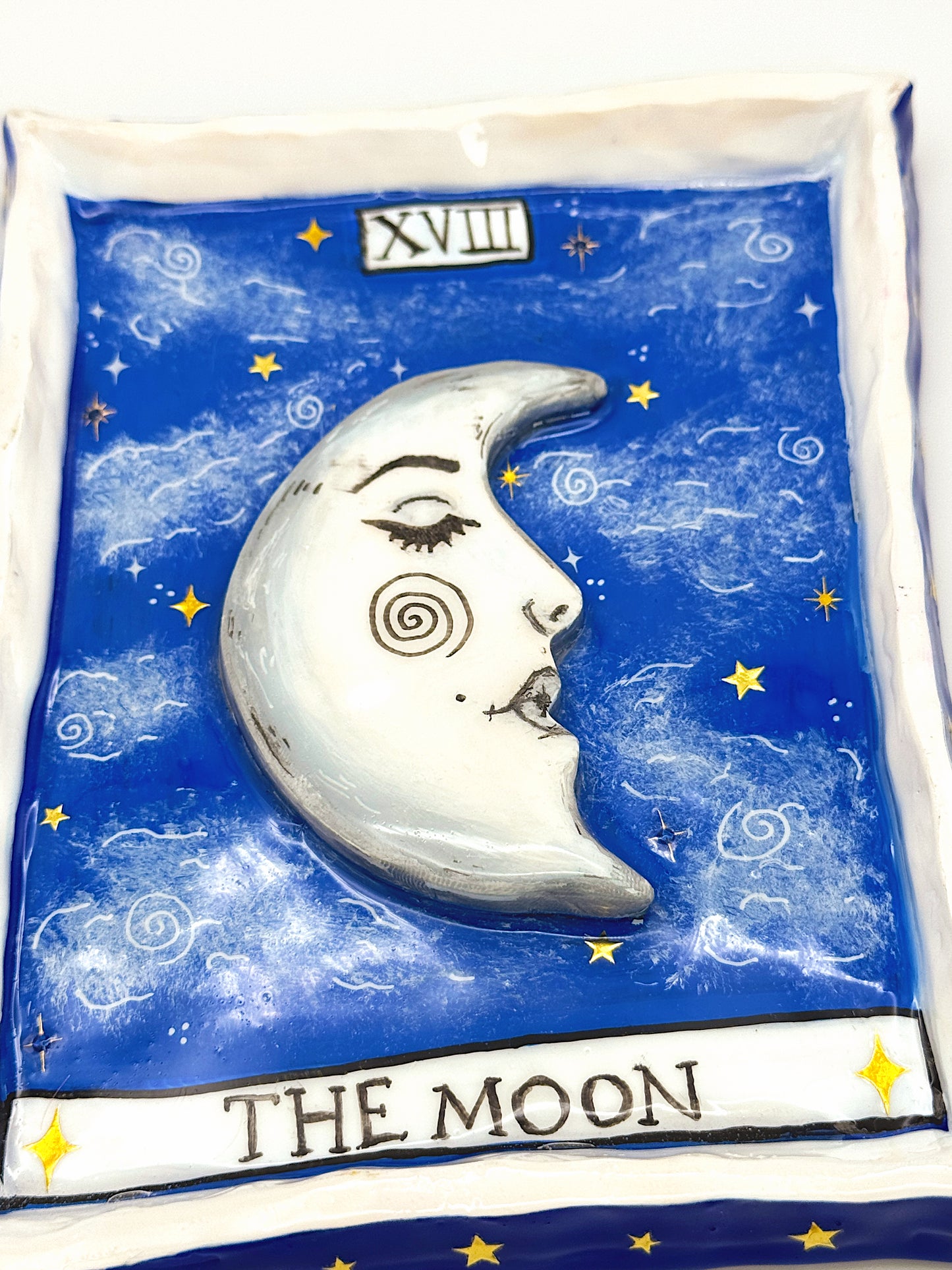 The Moon Tarot Trinket Dish — Handmade Celestial Polymer Clay Dish