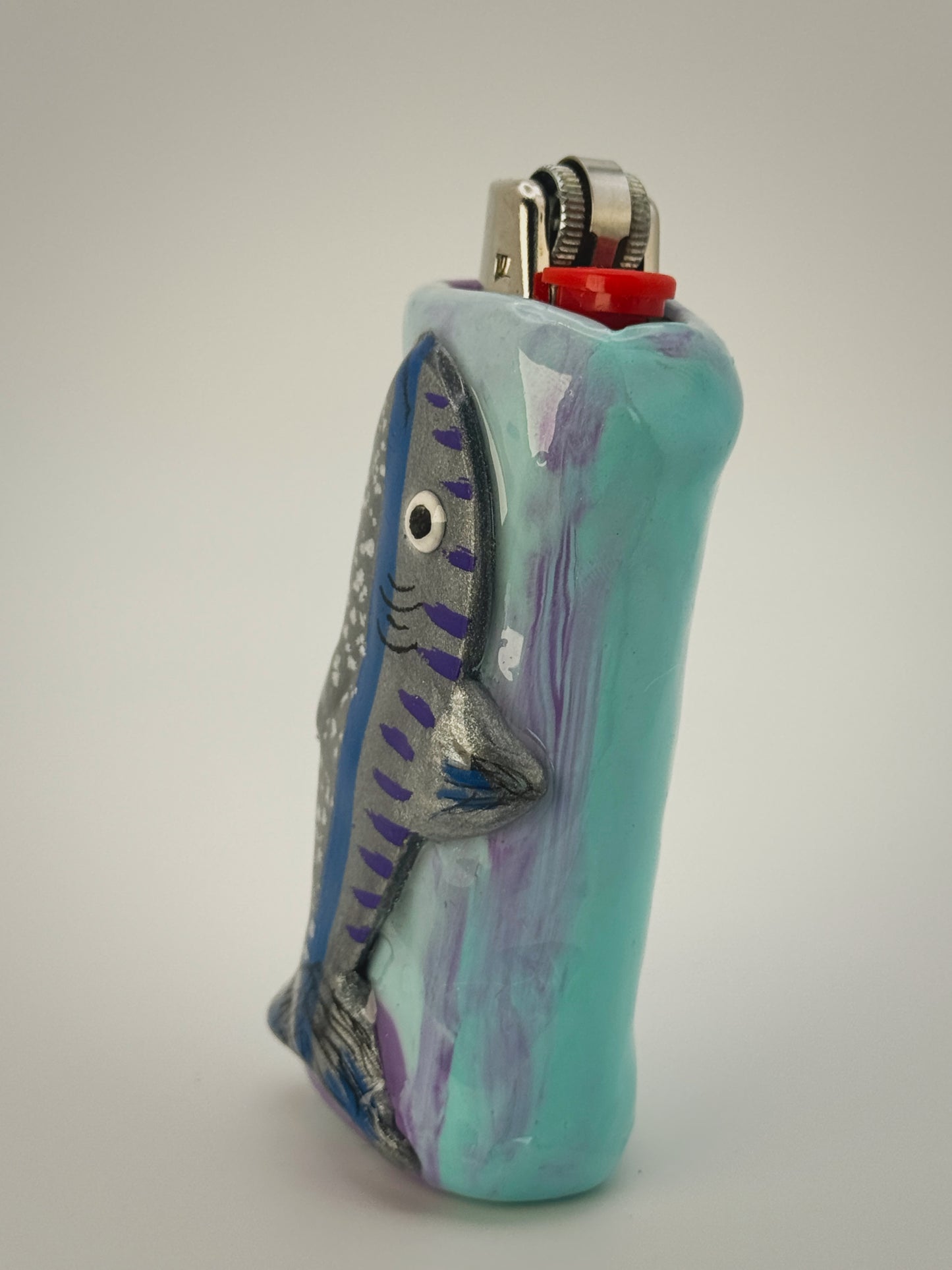 Sardine Fish Lighter Case| Fits Standard Bic | Handmade Polymer Clay Art