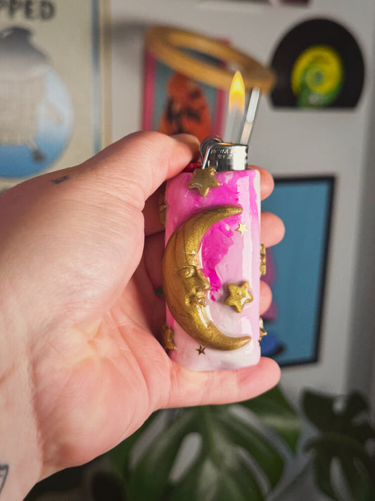 Celestial Lighter Case| Fits Standard Bic | Handmade Polymer Clay Art