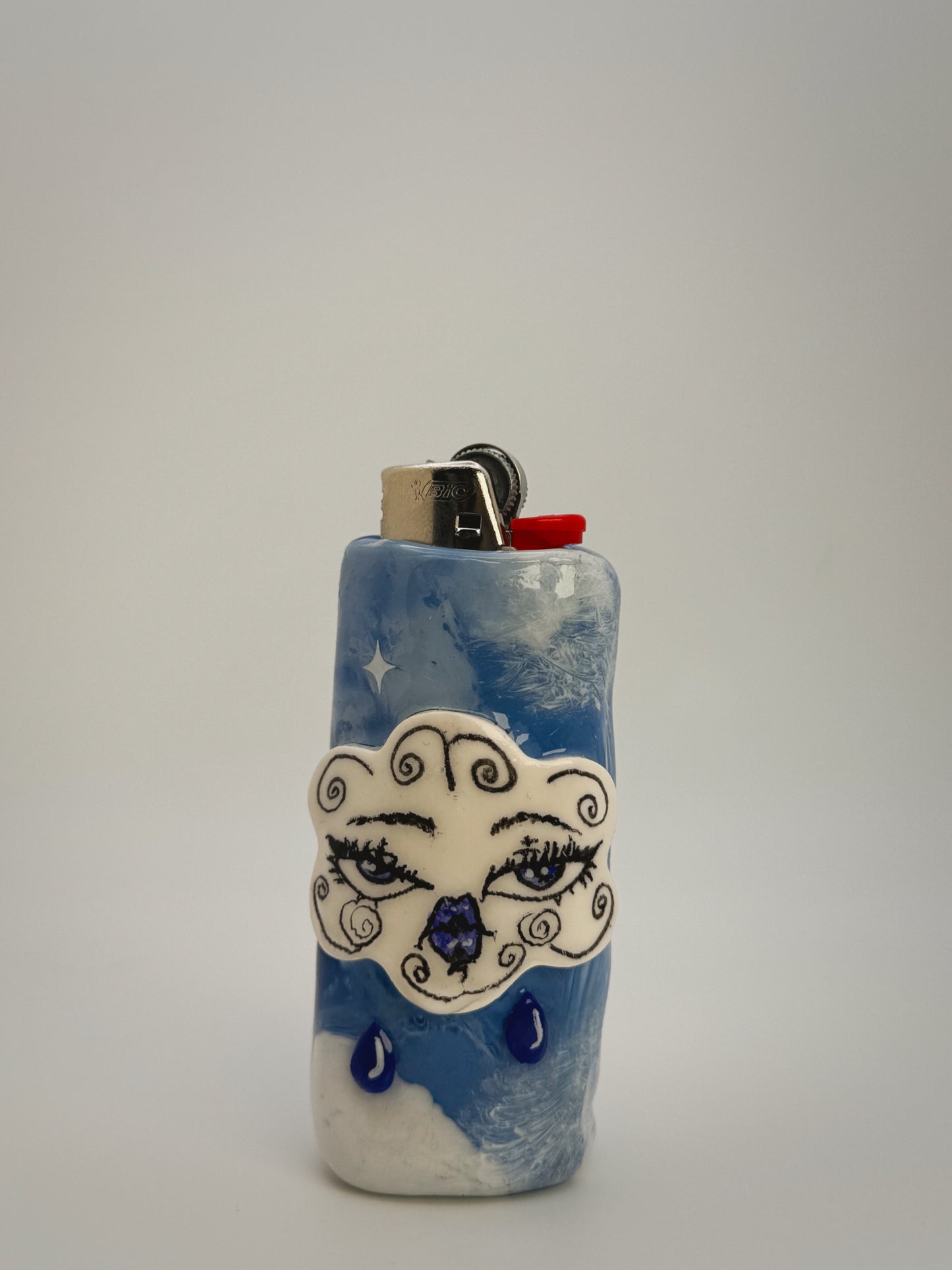 Sad Girl Cloud Lighter Case| Fits Standard Bic | Handmade Polymer Clay Art