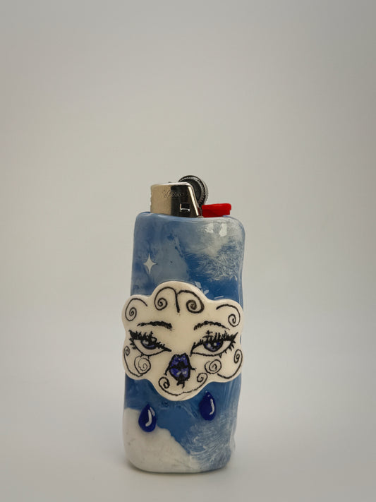 Sad Girl Cloud Lighter Case| Fits Standard Bic | Handmade Polymer Clay Art