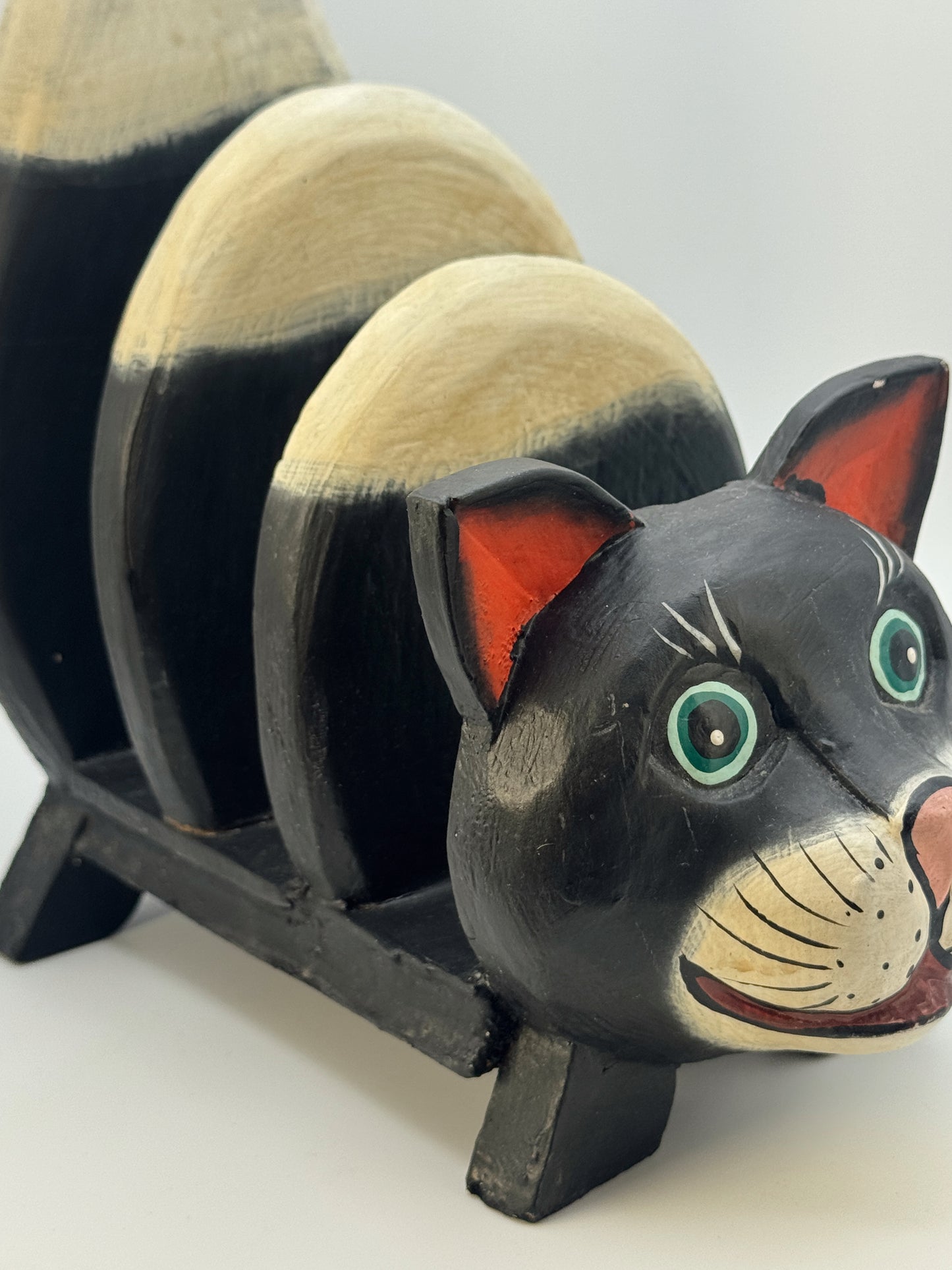 Vintage Wooden Cat Organizer – Folk Art Accent Piece