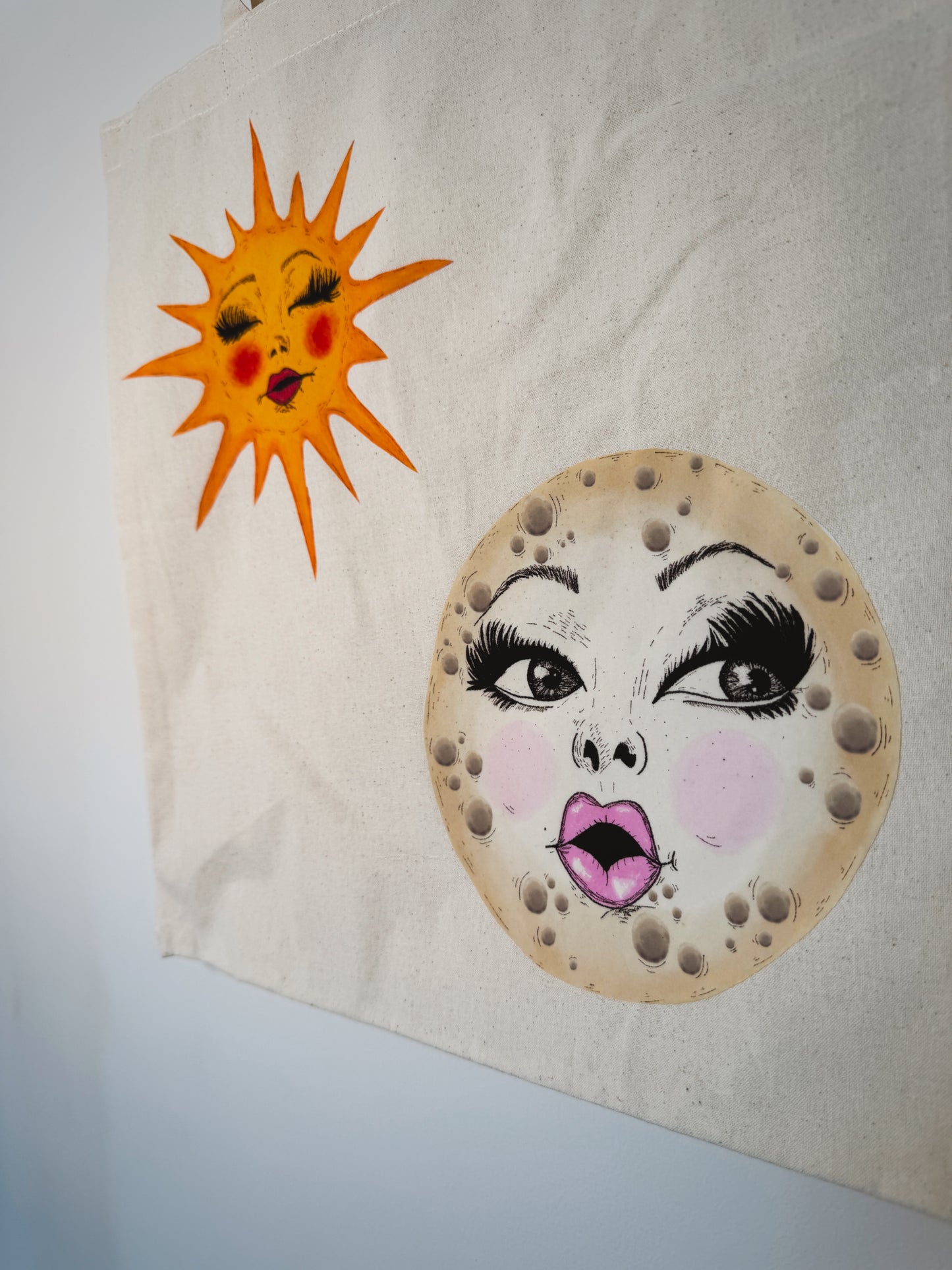 Celestial Hand-Pressed Tote Bag | 15x16 Natural Cotton