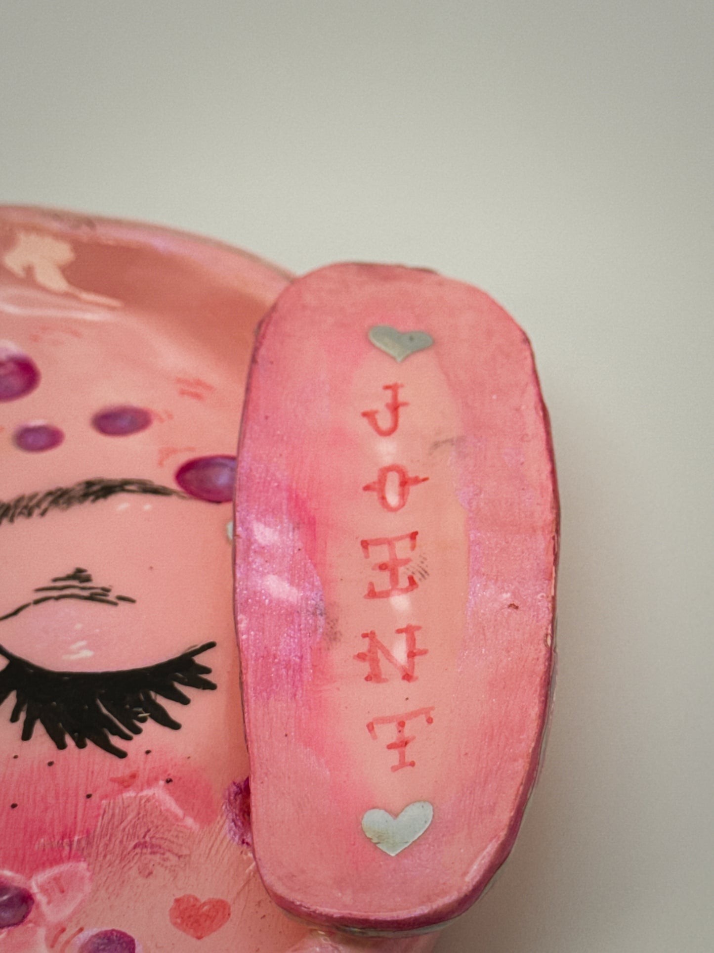Pink Smoking Moon Ashtray – Hand-Painted Celestial Moon Dish (6”)