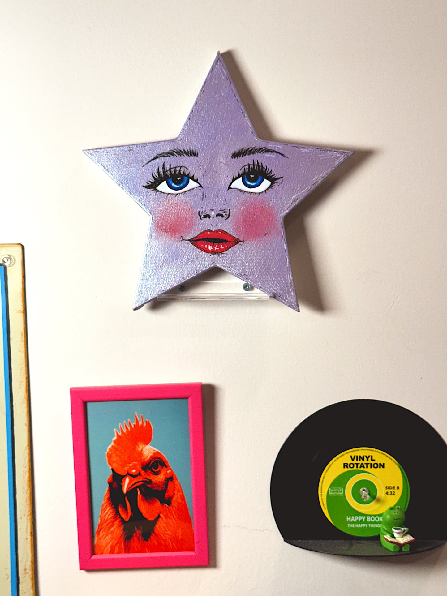 Celestial Star Wall Art – Hand-Painted Star Face Decor— Original 10” Canvas Art