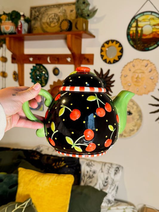 Mary Engelbreit Teapot | Cherry Pattern Friendship Garden