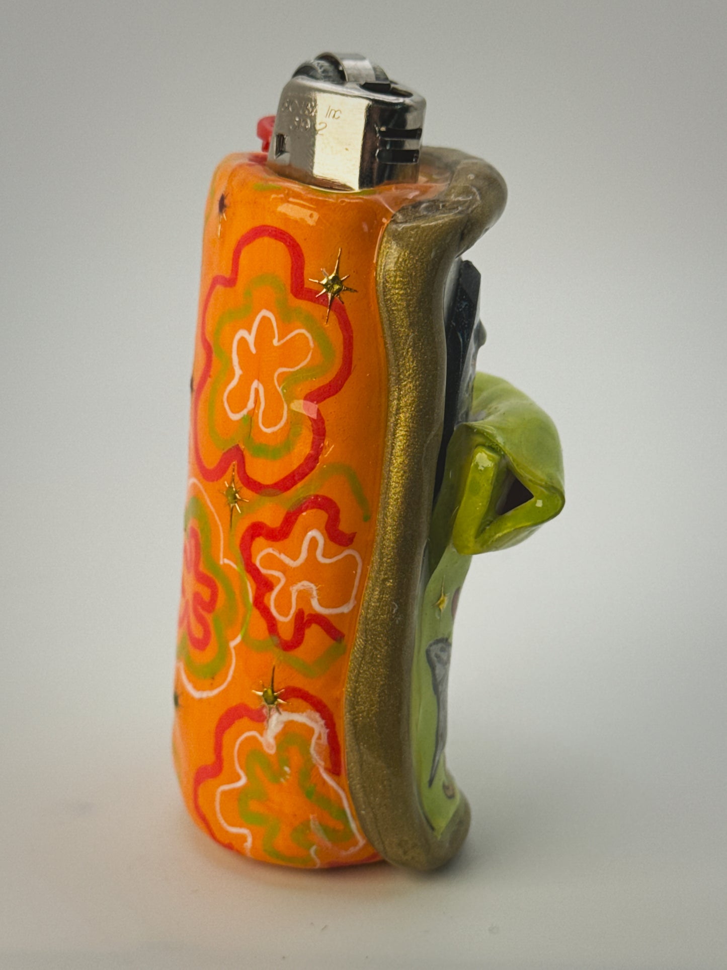 Smoked Sardine Tin Lighter Case| Fits Standard Bic | Handmade Polymer Clay Art