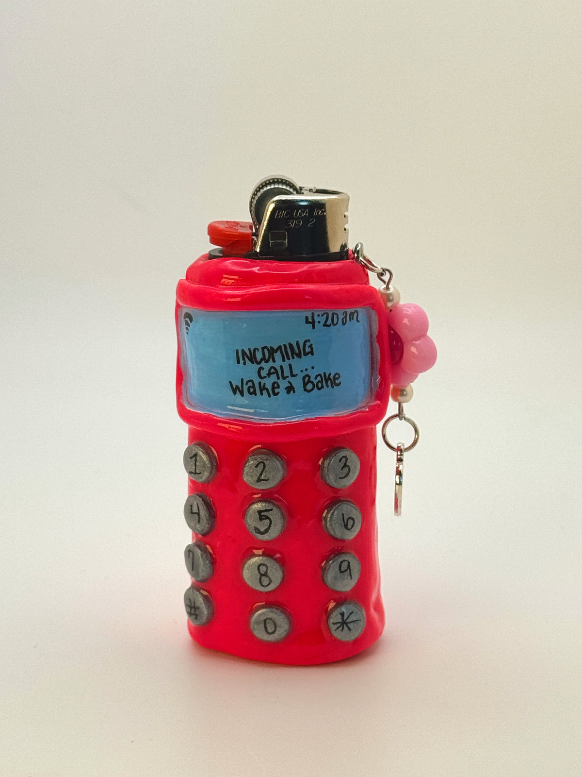 Vintage Cell Phone Case with charm| Fits Standard Bic | Handmade Polymer Clay Art