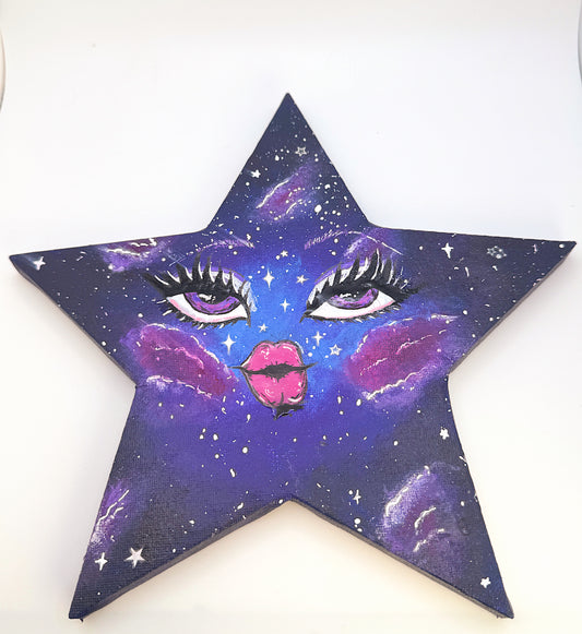 Galactic Glam Star — Original 10” Canvas Art