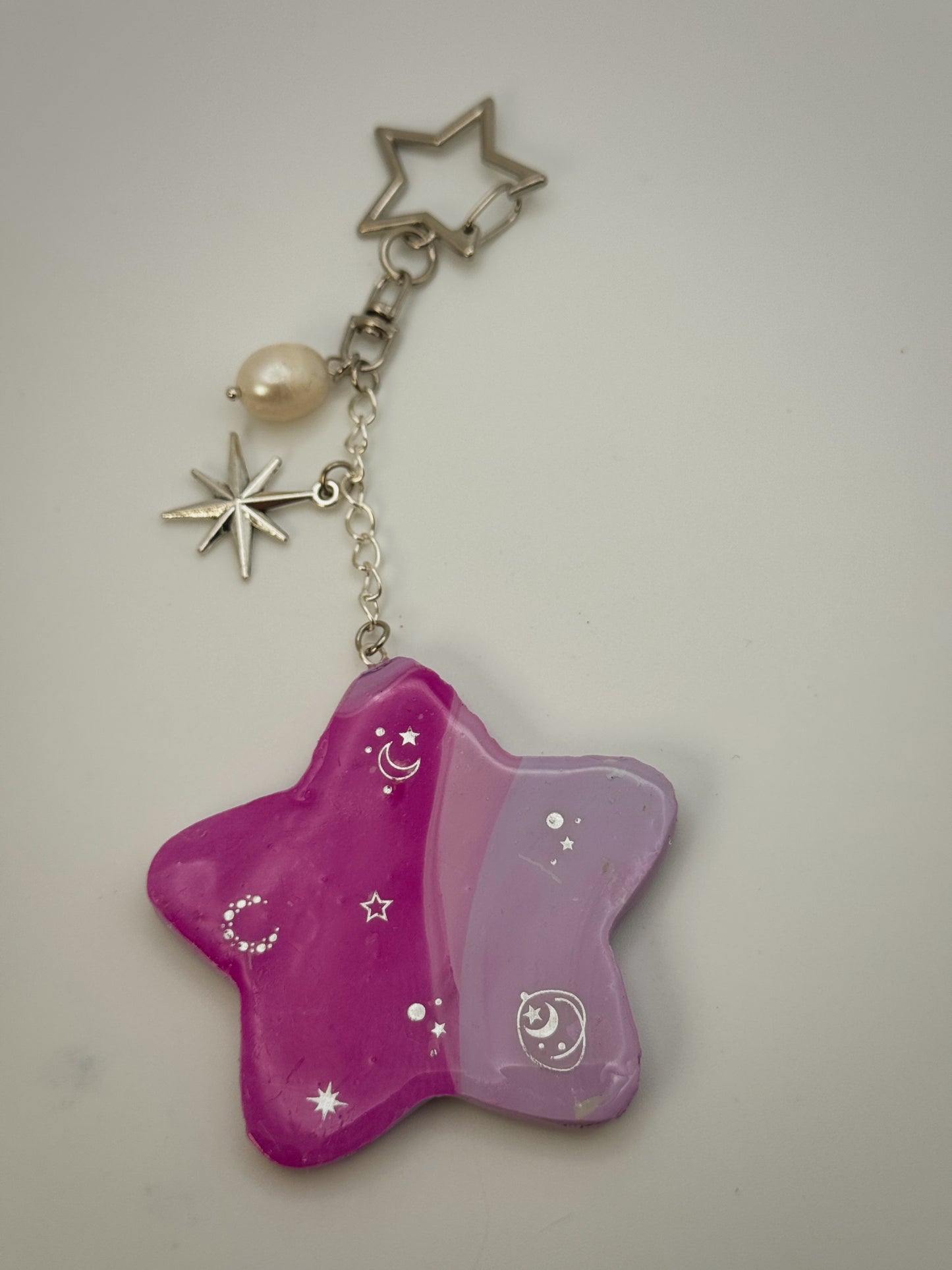 Celestial Star Bag Charm | Handmade Polymer Clay Key Chain