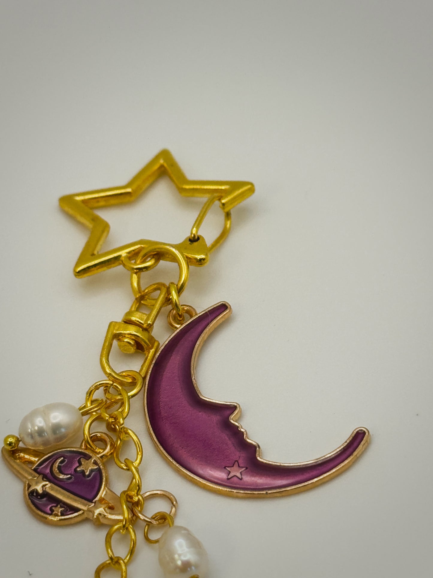 Gold & Purple Celestial Bag Charm | Handmade Key Chain