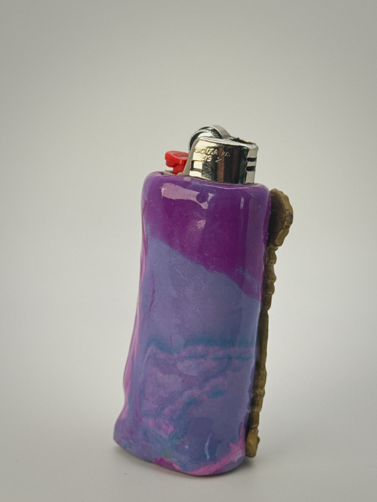 Vintage Frame Snail on Mushroom Lighter Case| Fits Standard Bic | Handmade Polymer Clay Art