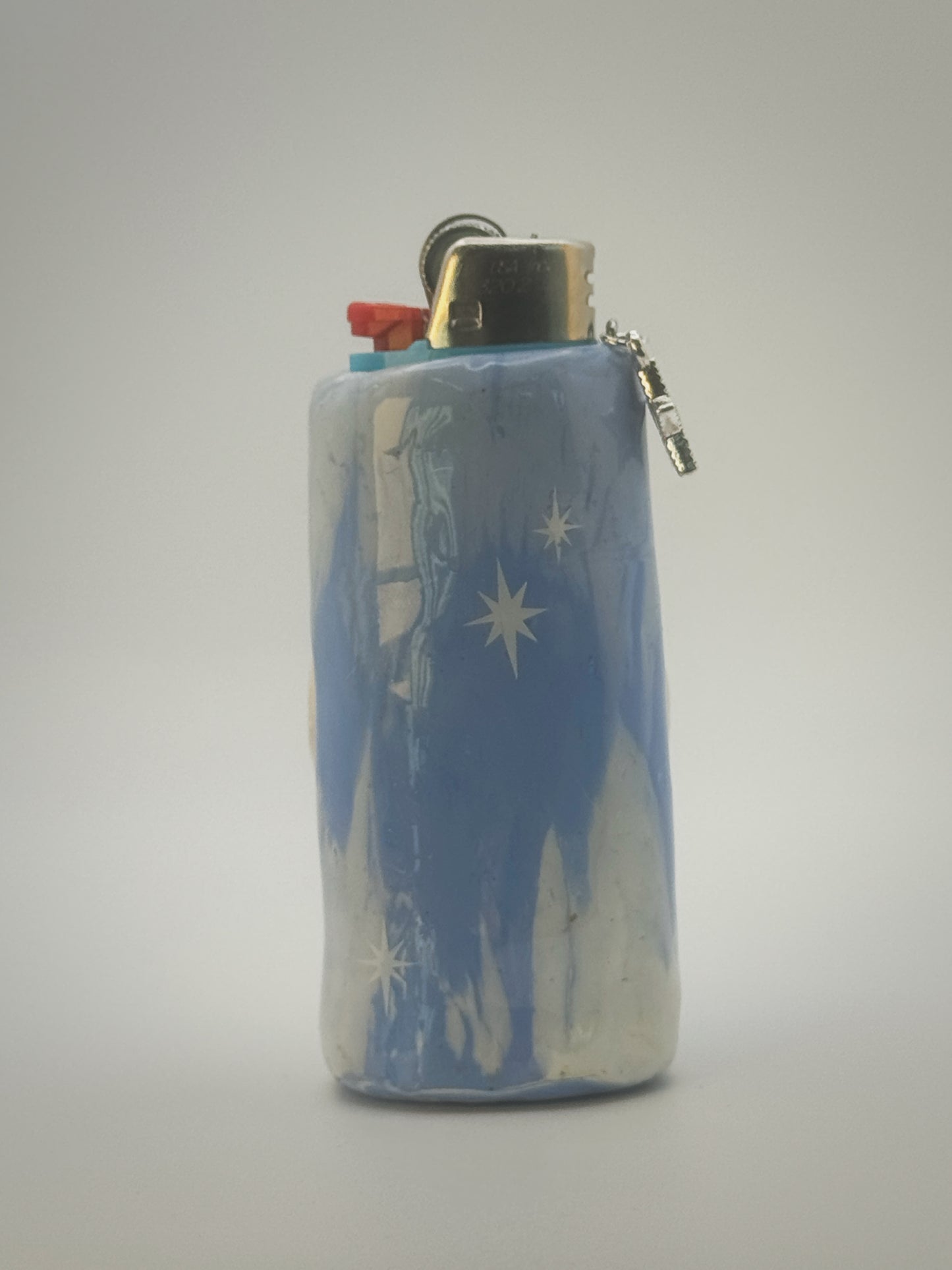 Smoking Moon Lighter Case with charm| Fits Standard Bic | Handmade Polymer Clay Art