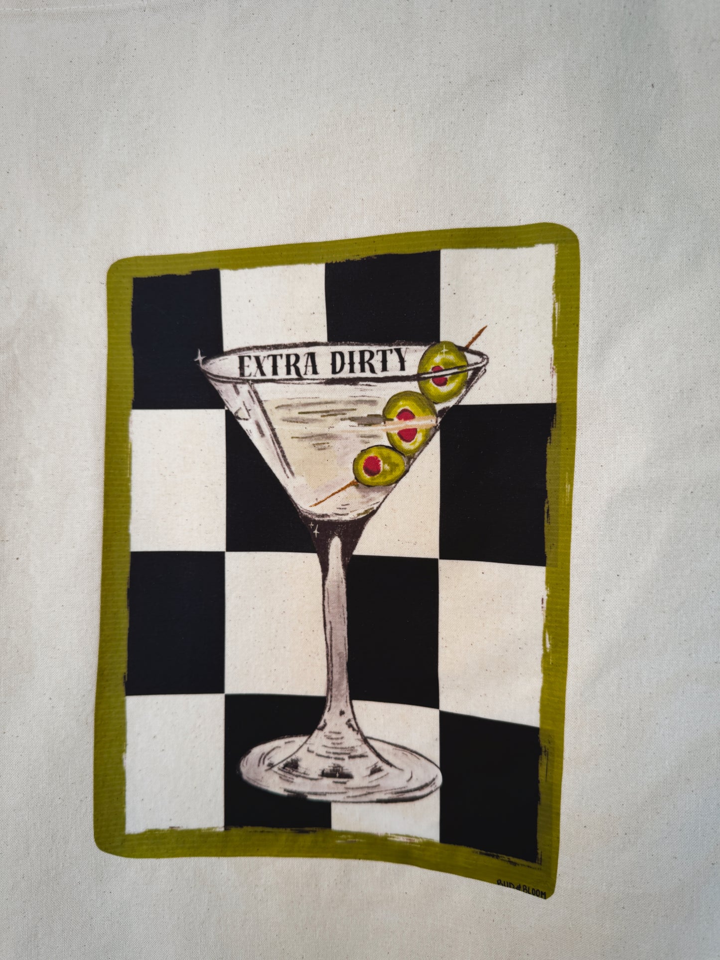 Extra Dirty Martini Hand-Pressed Tote Bag | 15x16 Natural Cotton
