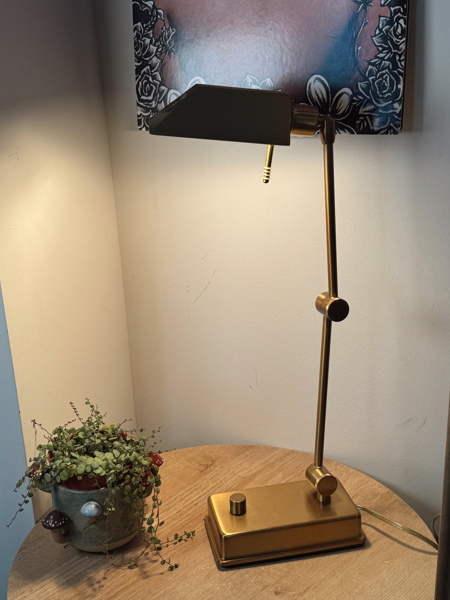 Vintage MCM Holtkötter Leuchten Adjustable Desk Lamp – Antique Brass, Dimmable, German Made