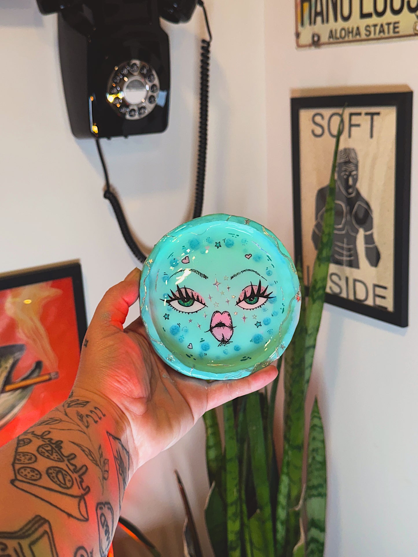 Aqua Daydream Moon – 5 inch Trinket Dish