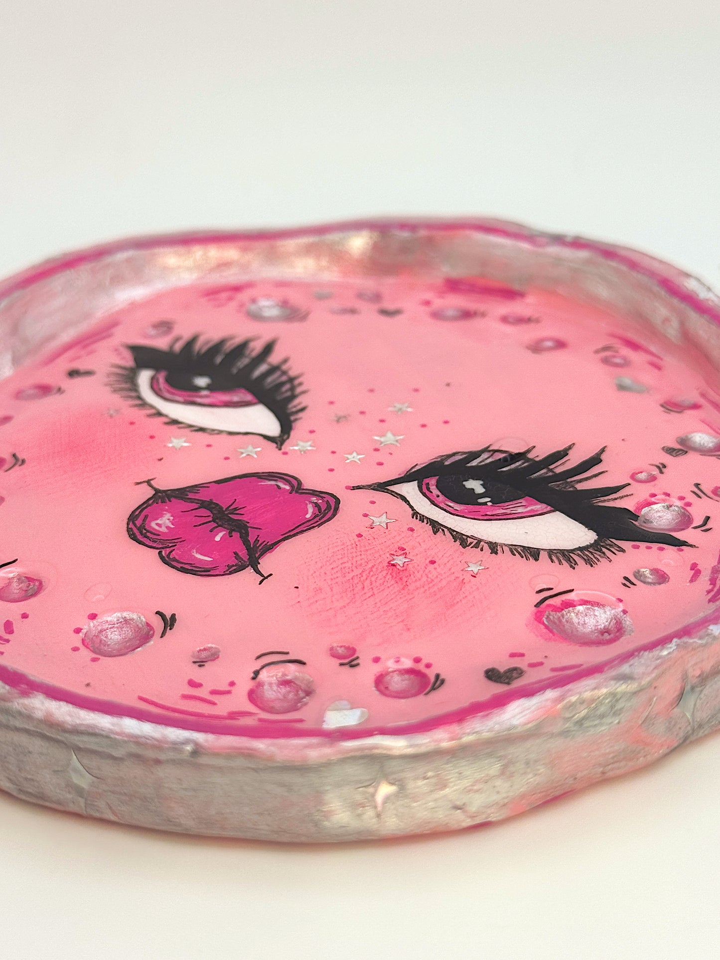 Cosmic Bubble Babe – 5” Hand-Painted Trinket Dish