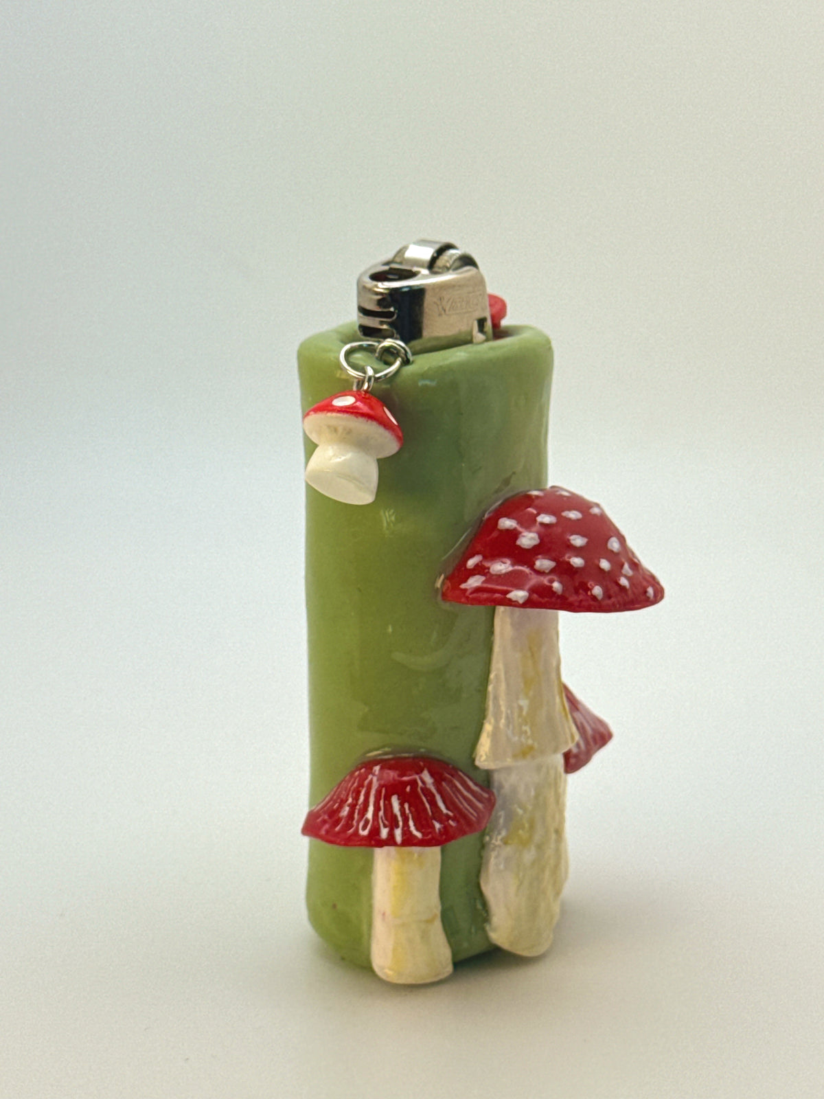 Mushroom Case with charm| Fits Standard Bic | Handmade Polymer Clay Art