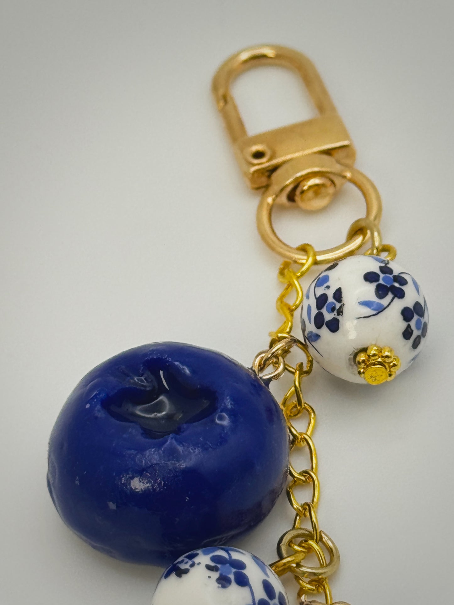 Blueberries Bag Charm | Handmade Polymer Clay Key Chain