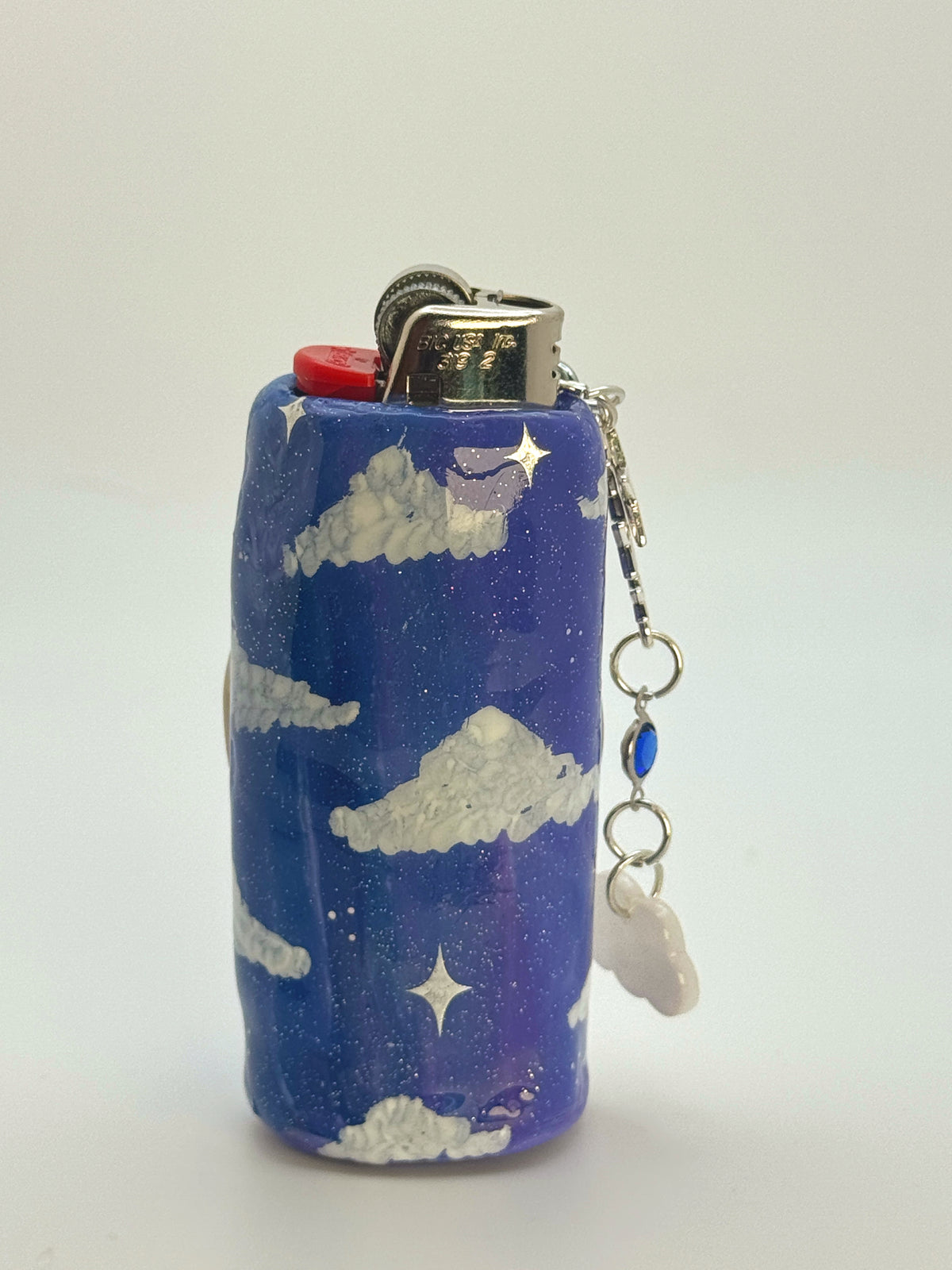 Smoking Moon Case with charm| Fits Standard Bic | Handmade Polymer Clay Art