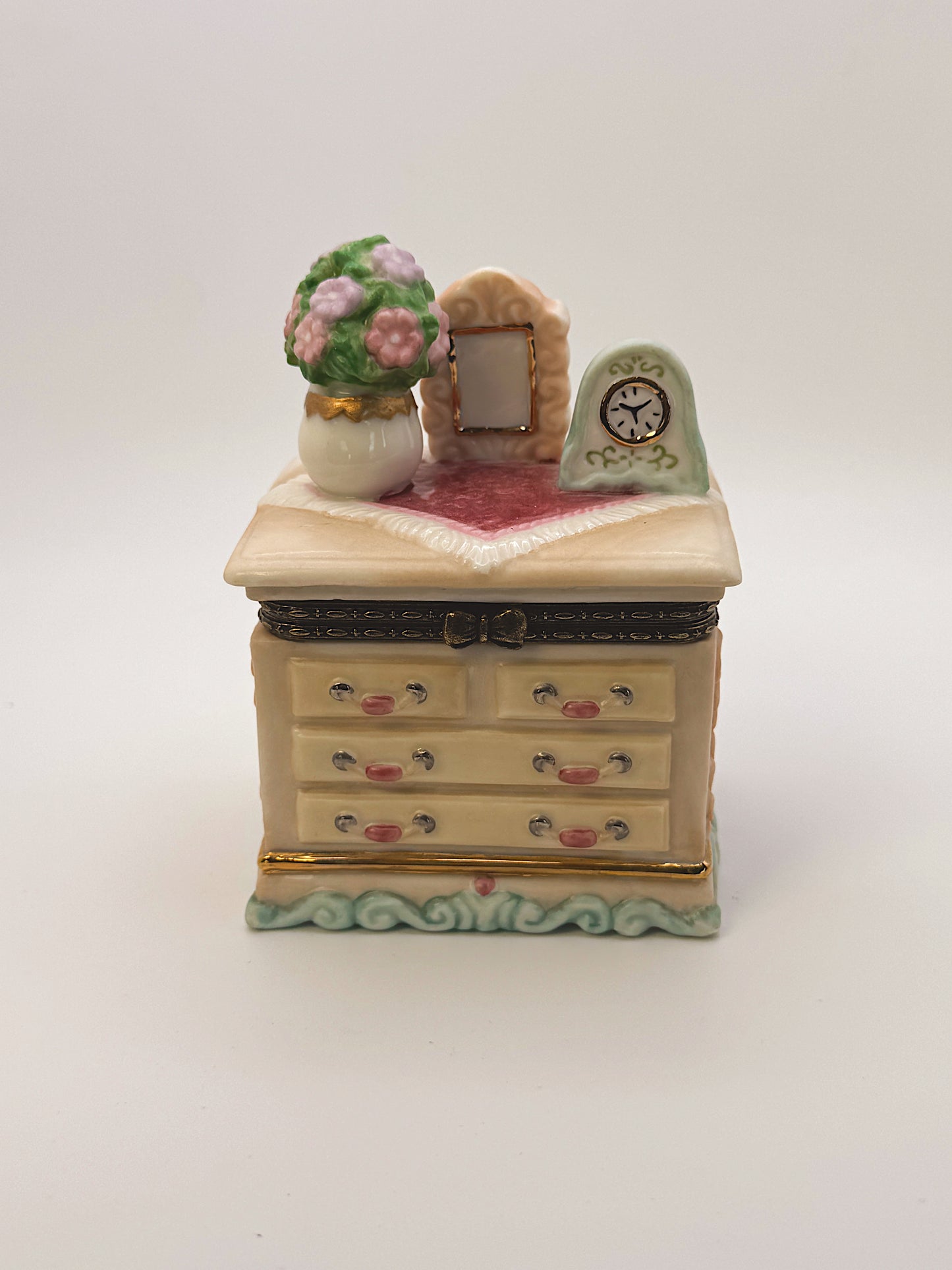 Vintage Mini Dresser Trinket Box with Floral Details | Jewelry & Keepsake Box