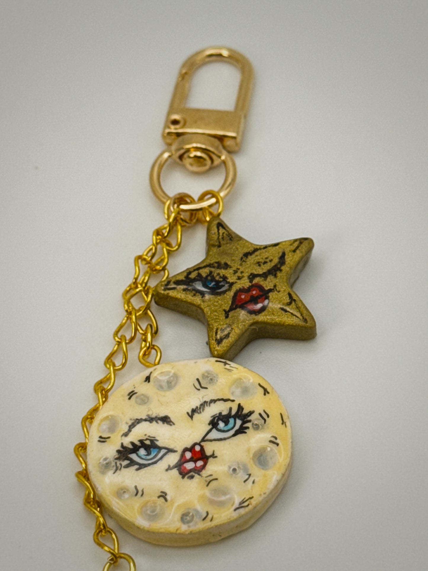 Celestial Trio Charm | Handmade Polymer Clay Key Chain