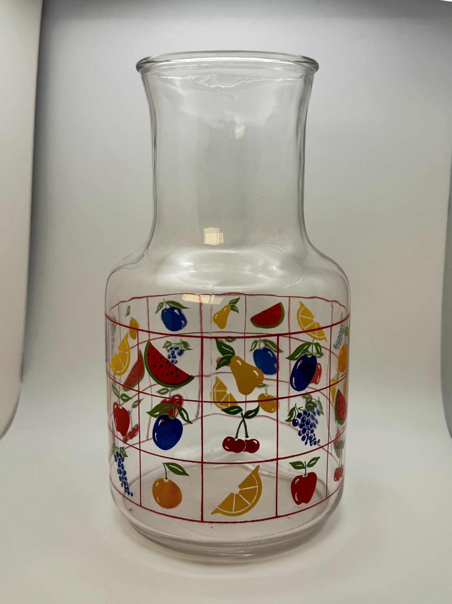Vintage Fruit Glass Pitcher & Juice Glass Set – Retro Kitchen (3 Pieces)