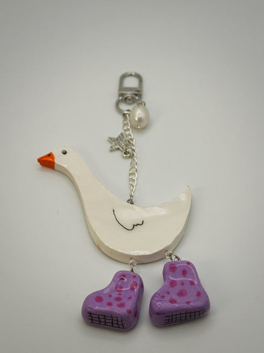 Silly Goose Charm | Handmade Polymer Clay Key Chain