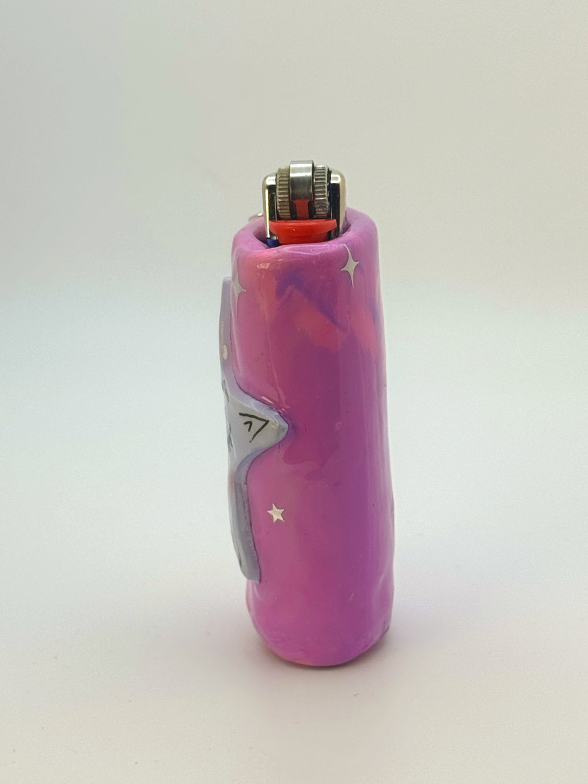 Smoking Star Case with charm| Fits Standard Bic | Handmade Polymer Clay Art