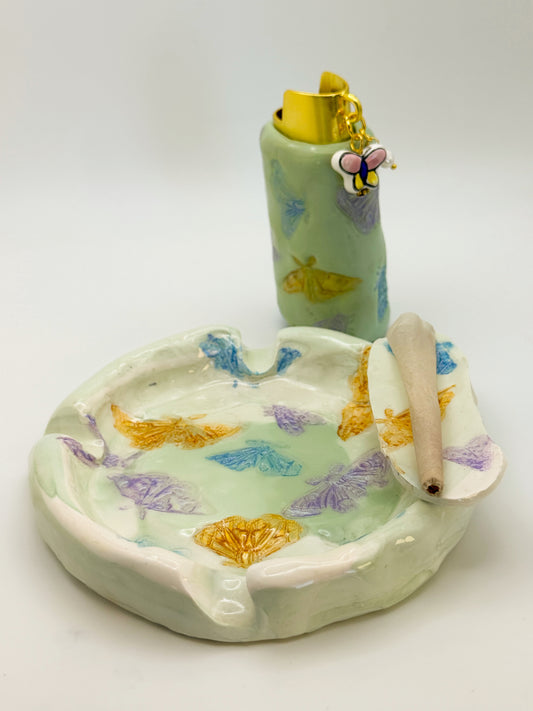 Butterfly Ashtray w/ Joint Holder | Whimsical Bug Ashtray | Handmade