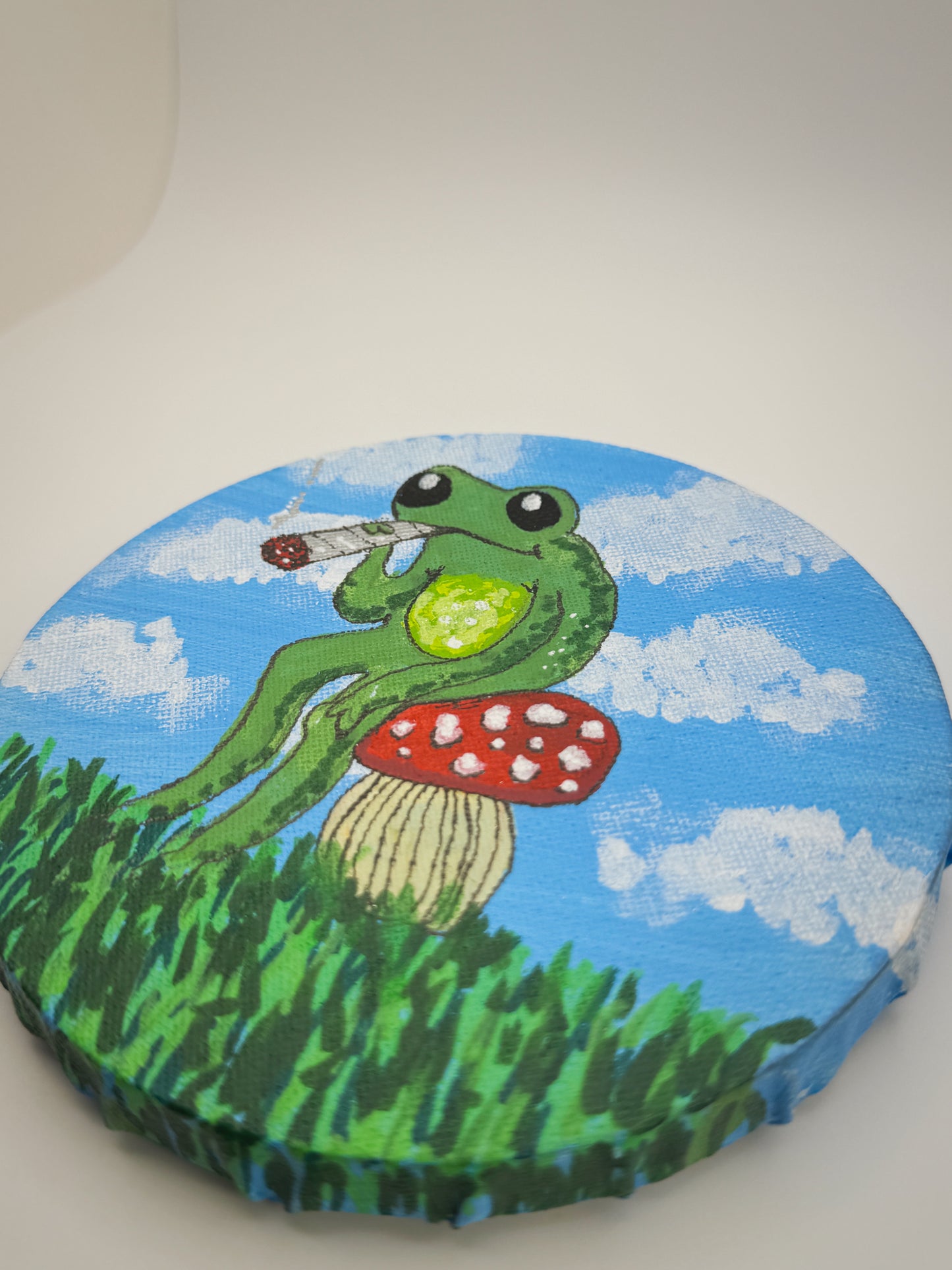 Rip It – Original Acrylic Painting on Round Canvas (5”)