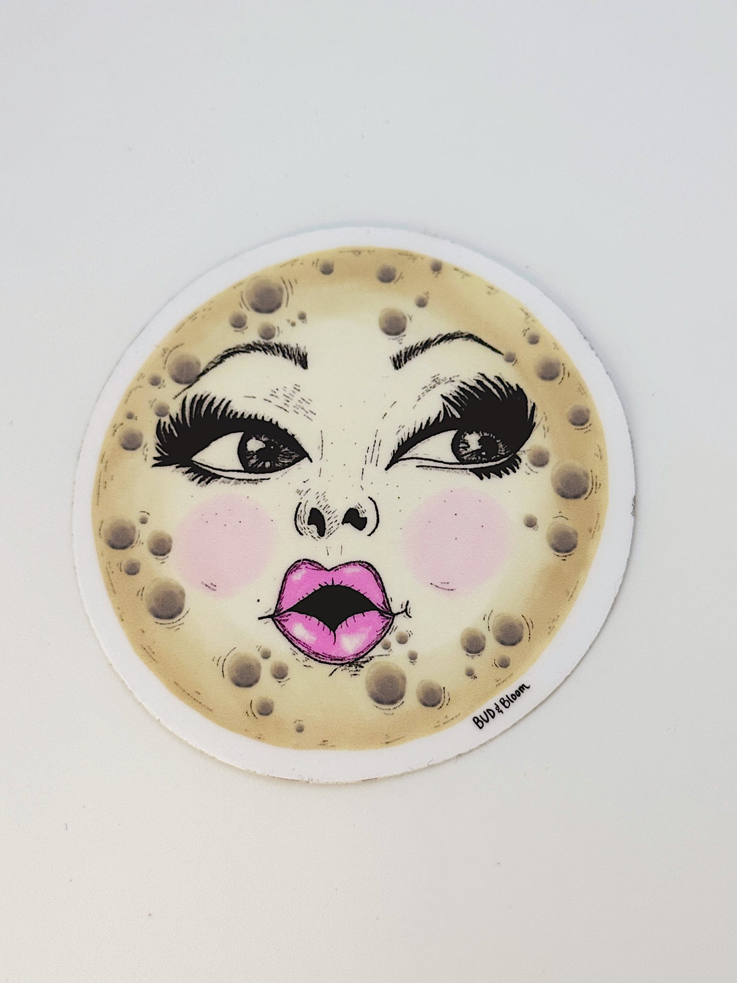 Miss Moon Vinyl Sticker | Whimsical Celestial Moon Art
