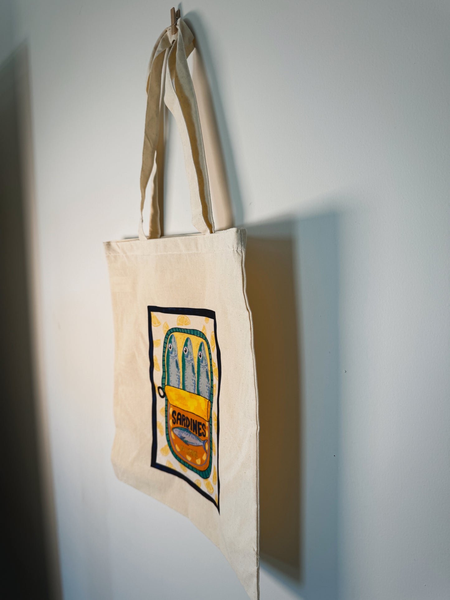 Sardines With Lemon Hand-Pressed Tote Bag | 15x16 Natural Cotton
