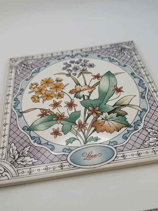 Vintage Avon Floral Ceramic Wall Plaque Set – “Love” & “Friendship” (1983, Made in England)