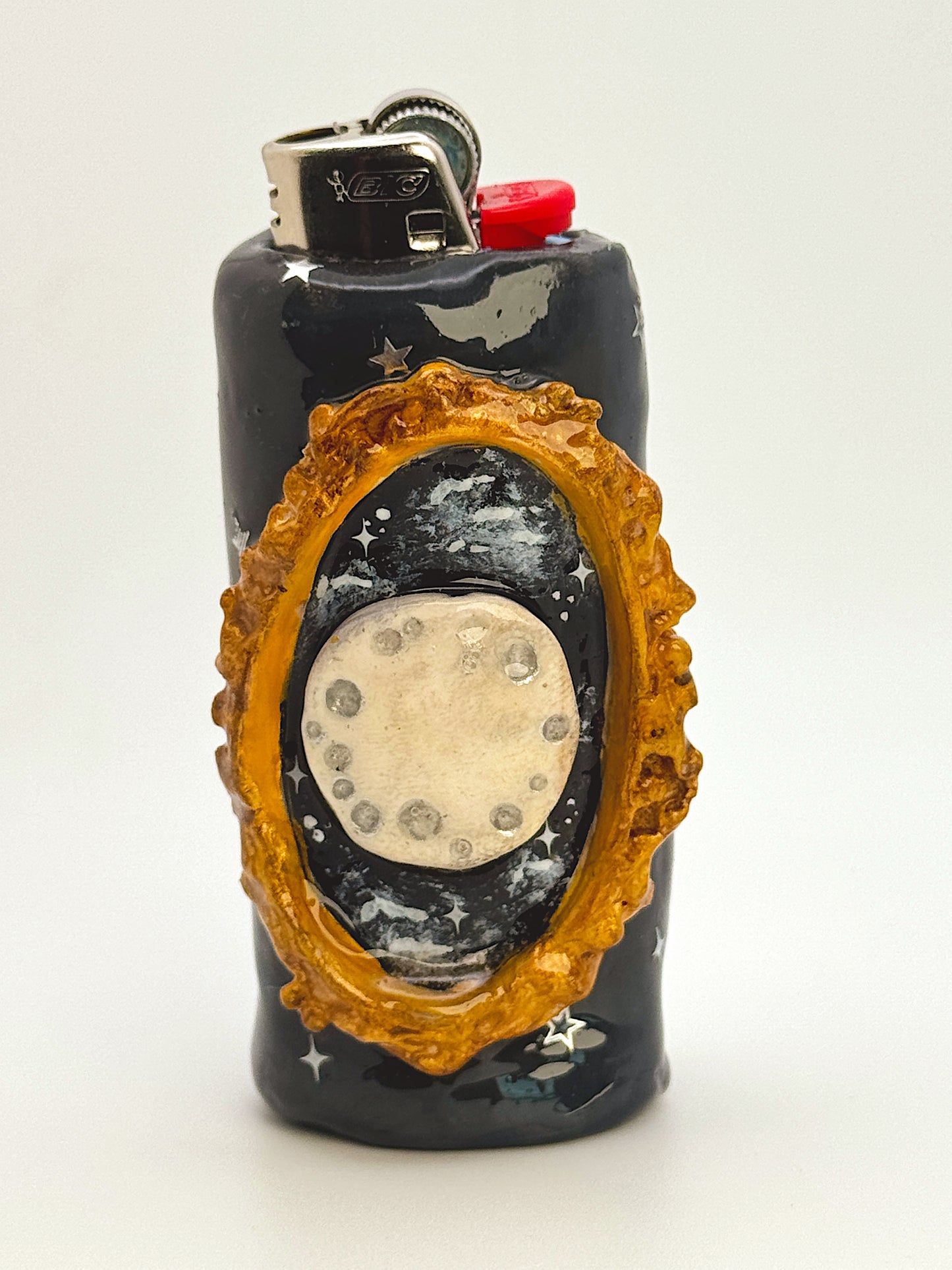 Vintage Frame Moon Lighter Case- Handmade from Polymer Clay