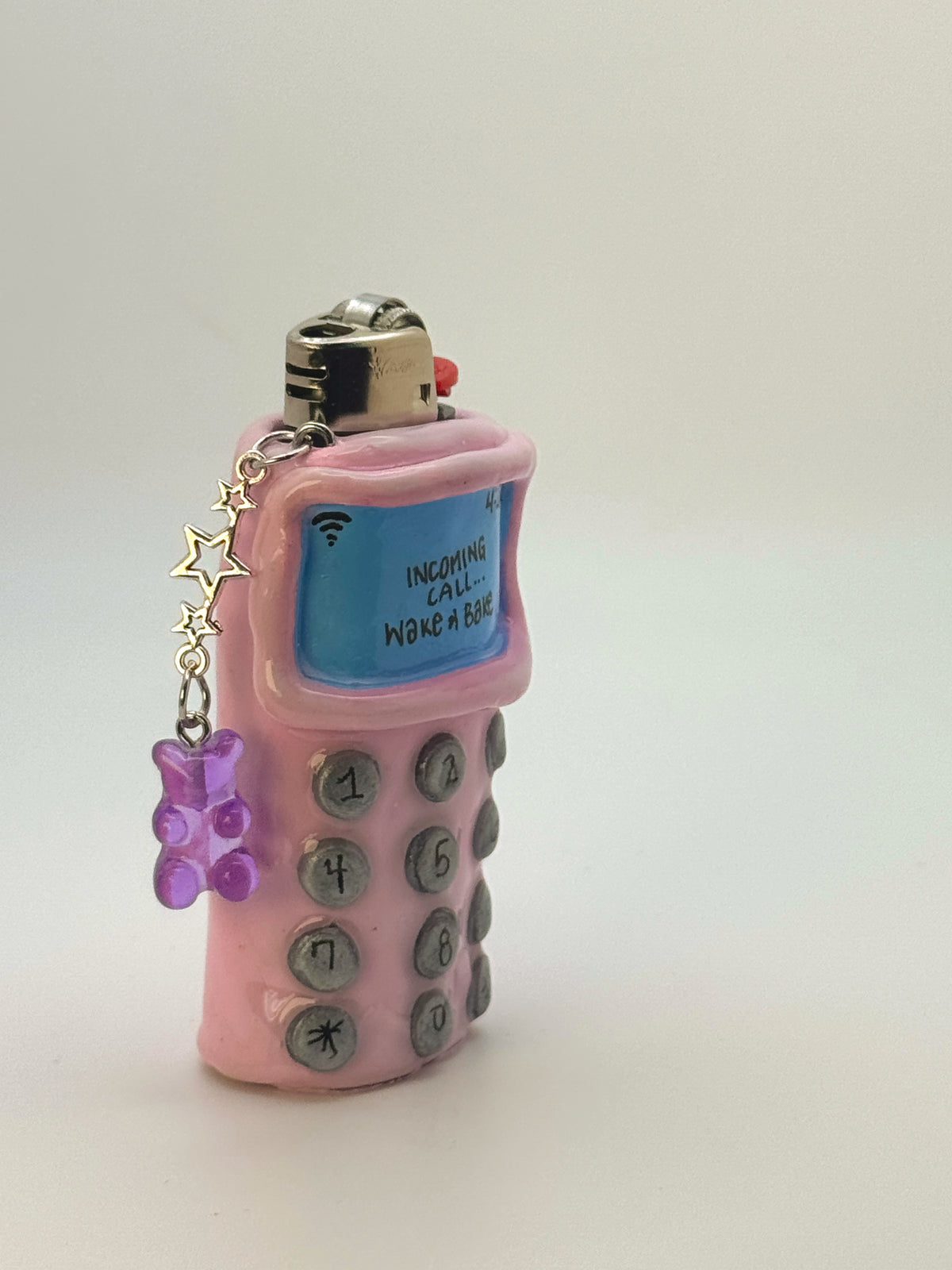 Vintage Cell Phone Case with charm| Fits Standard Bic | Handmade Polymer Clay Art