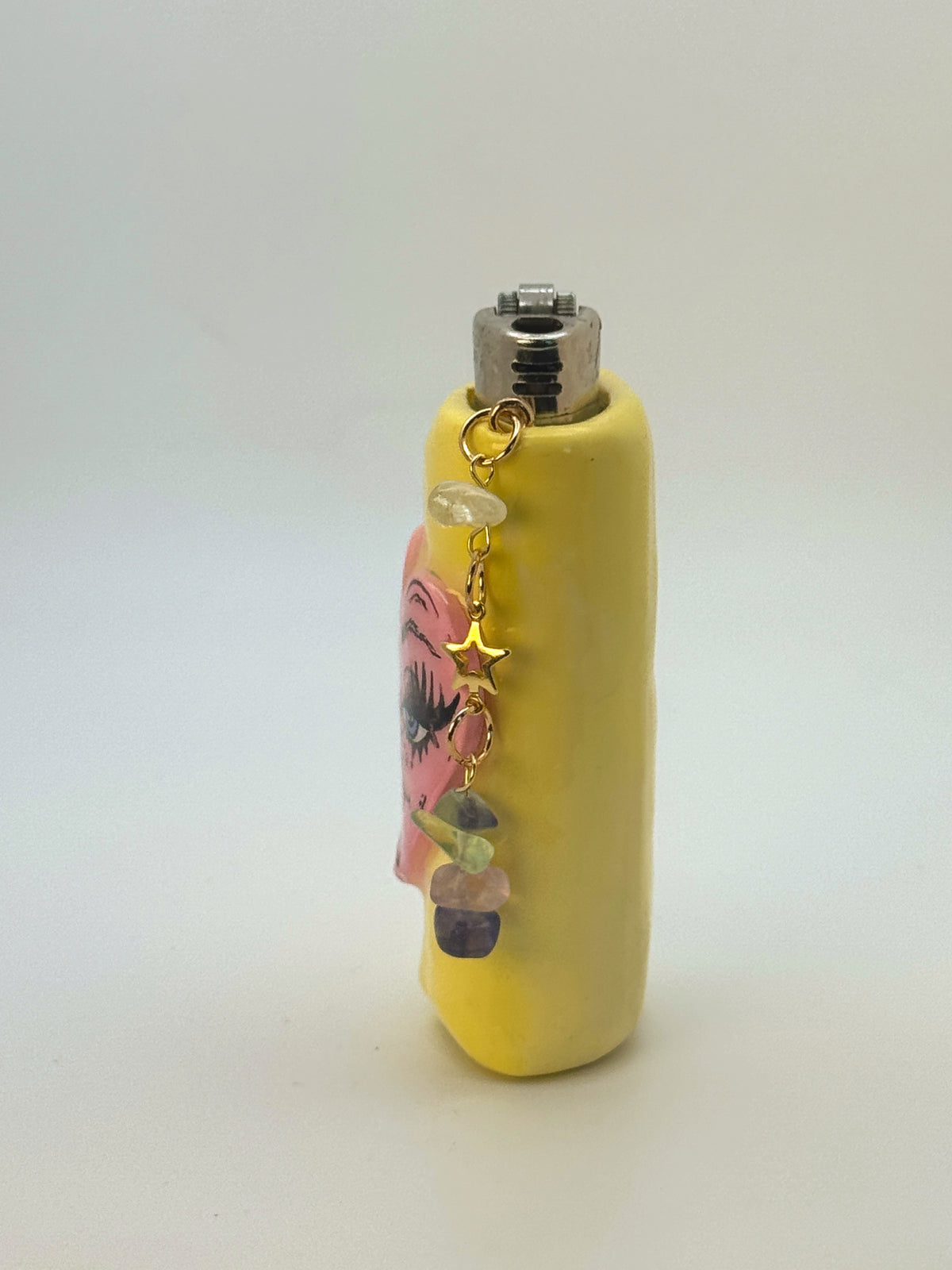 Heart Face Case with charm| Fits Standard Bic | Handmade Polymer Clay Art