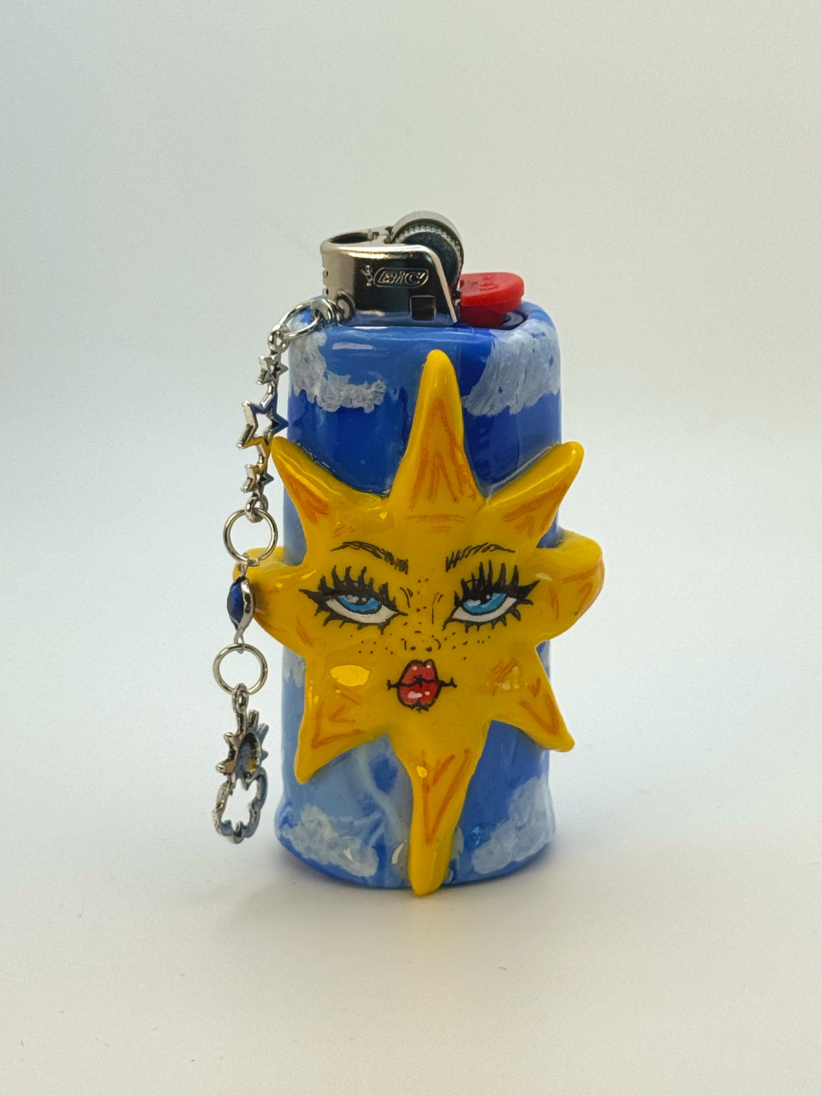 Celestial Sun Case with charm| Fits Standard Bic | Handmade Polymer Clay Art