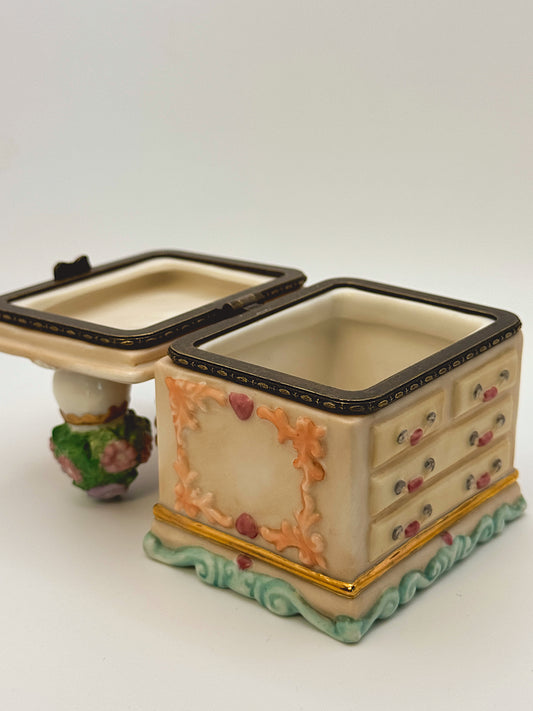 Vintage Mini Dresser Trinket Box with Floral Details | Jewelry & Keepsake Box