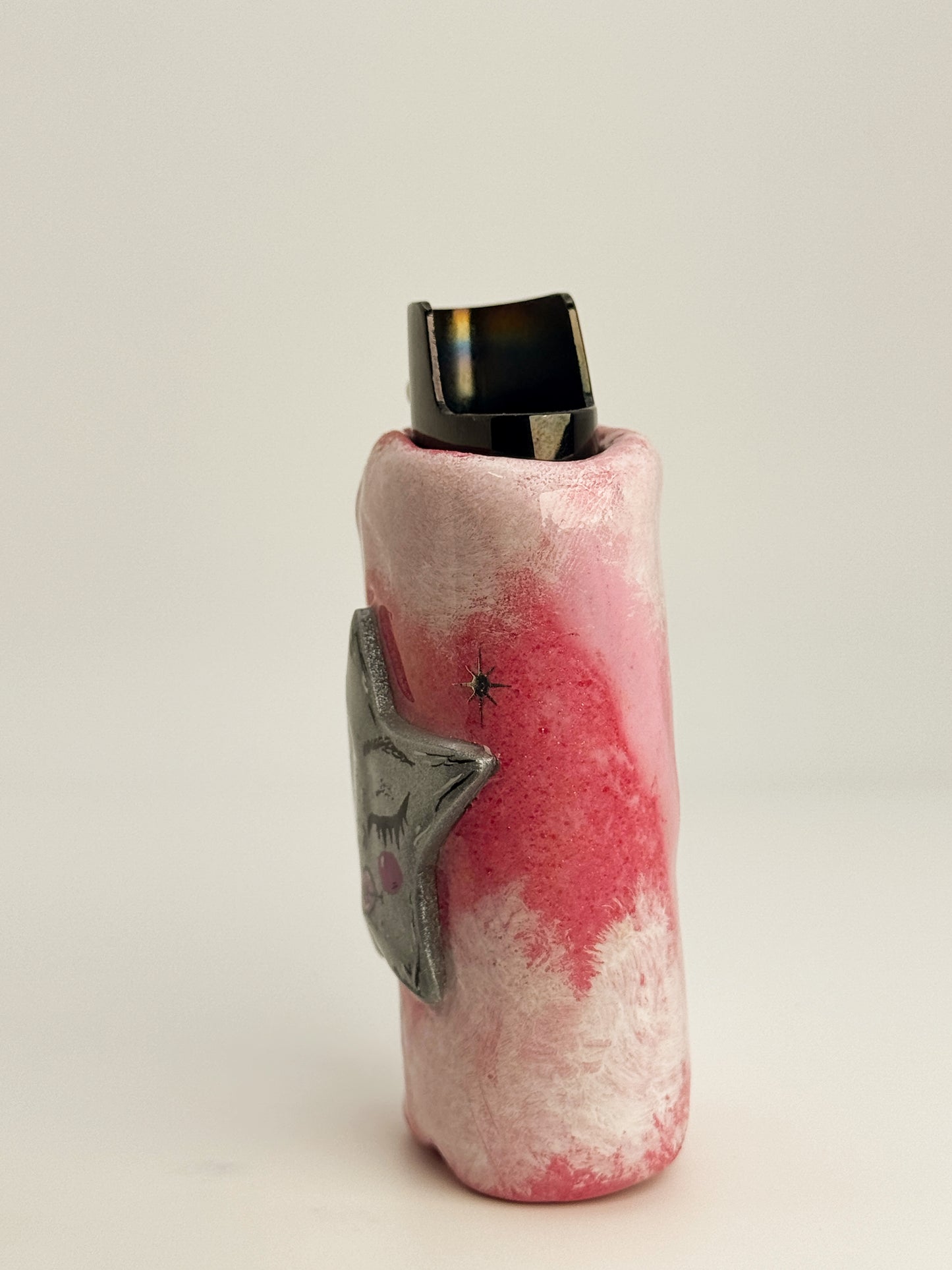 Pink Celestial Star Lighter Case w/ Charm | Fits Standard Bic | Handmade Polymer Clay Art