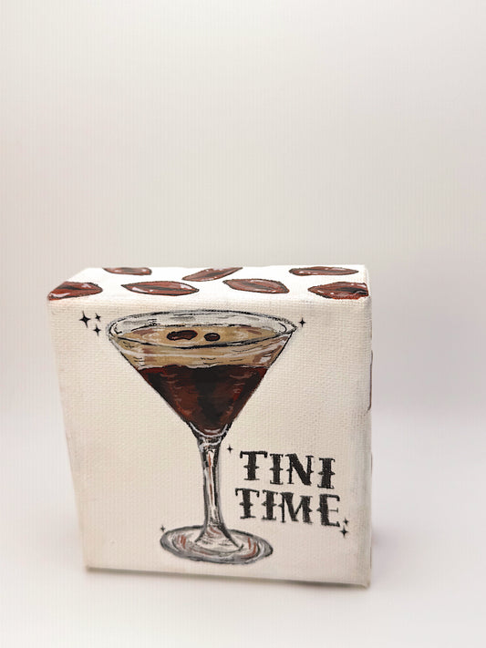 Tini Time – Mini Cocktail Canvas (4×4 Original)