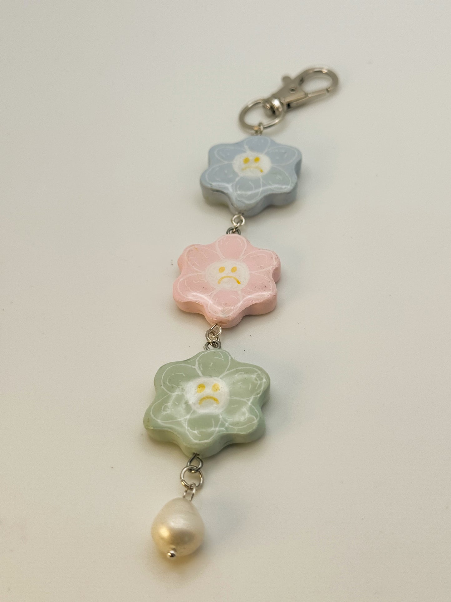 Mood Swing Flowers Keychain – Handmade Polymer Clay Bag Charm