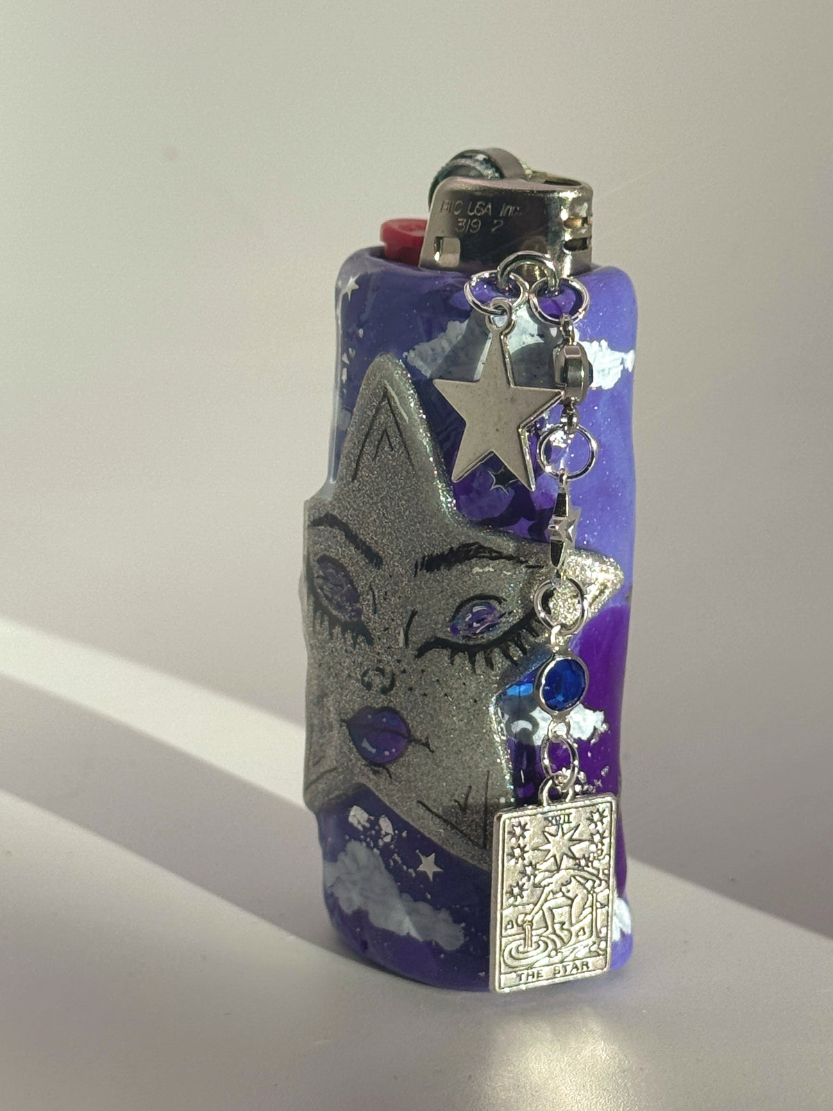 Galactic Star Princess Case with charm| Fits Standard Bic | Handmade Polymer Clay Art
