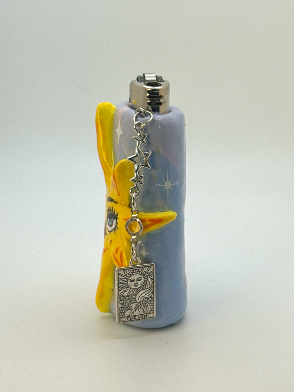 Celestial Sun Case with charm| Fits Standard Bic | Handmade Polymer Clay Art