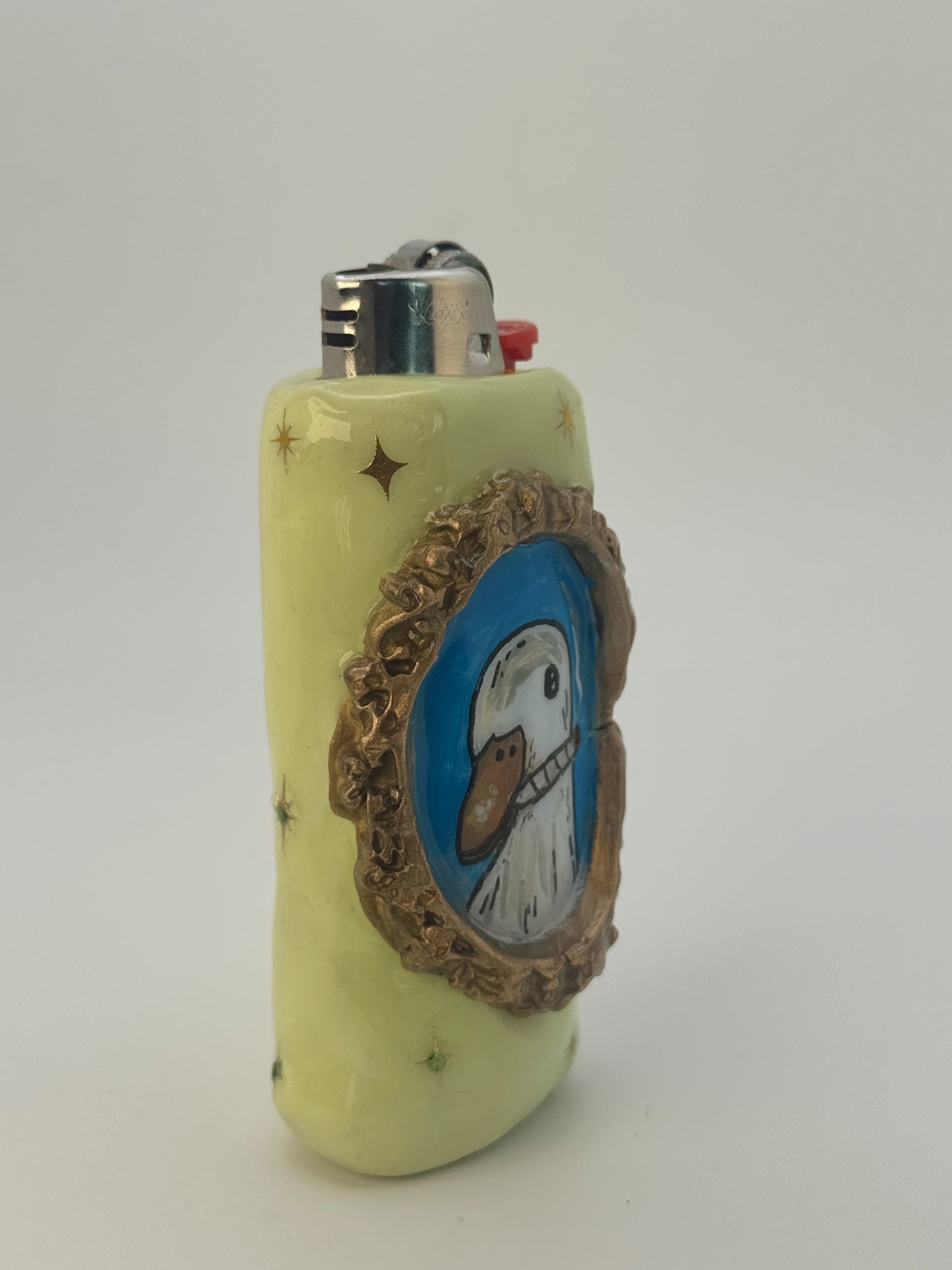 Duck That Doesn’t Give a F*ck Polymer Clay Lighter Case – Vintage Portrait Style