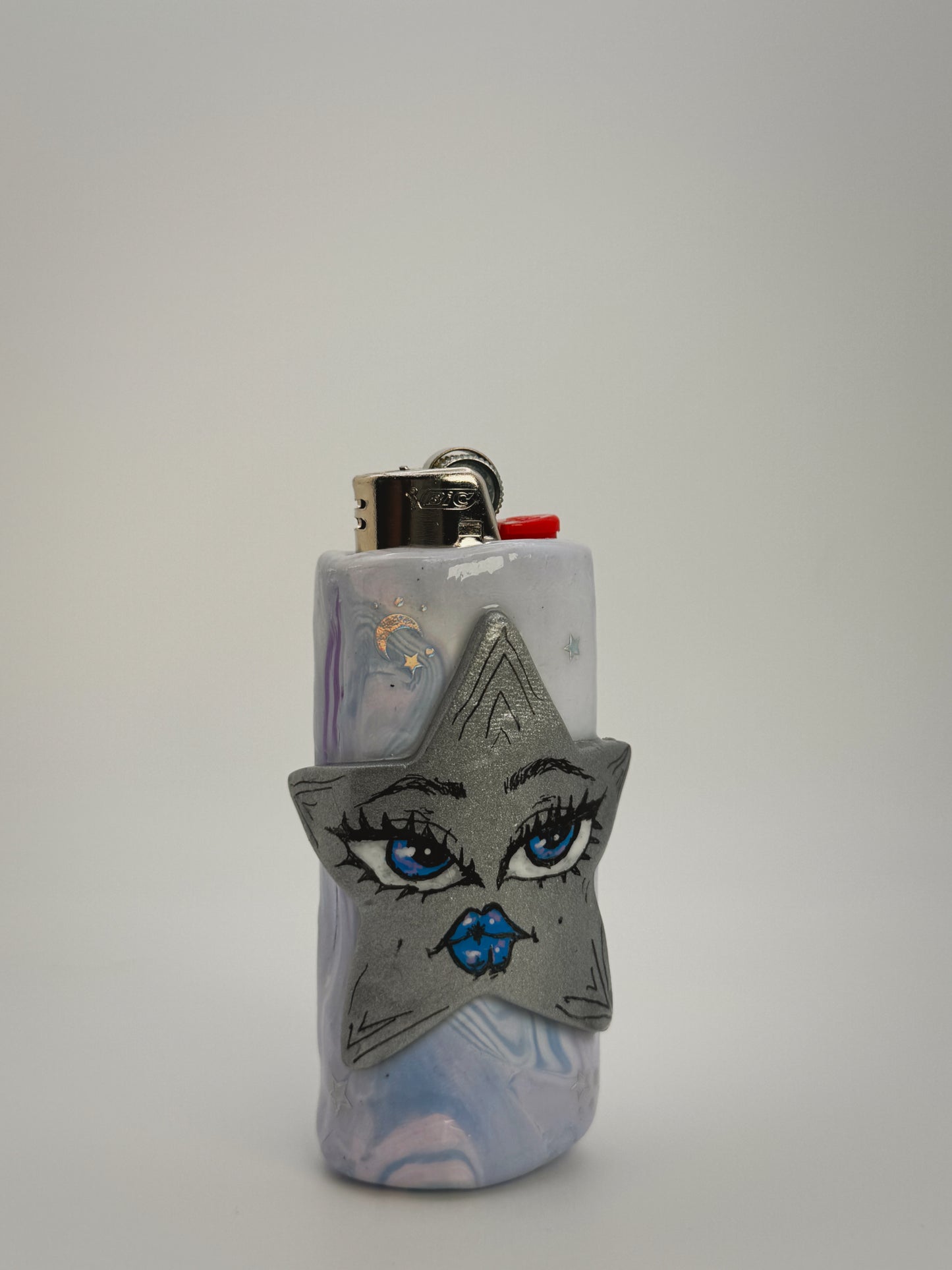 Sassy Star Lighter Case| Fits Standard Bic | Handmade Polymer Clay Art