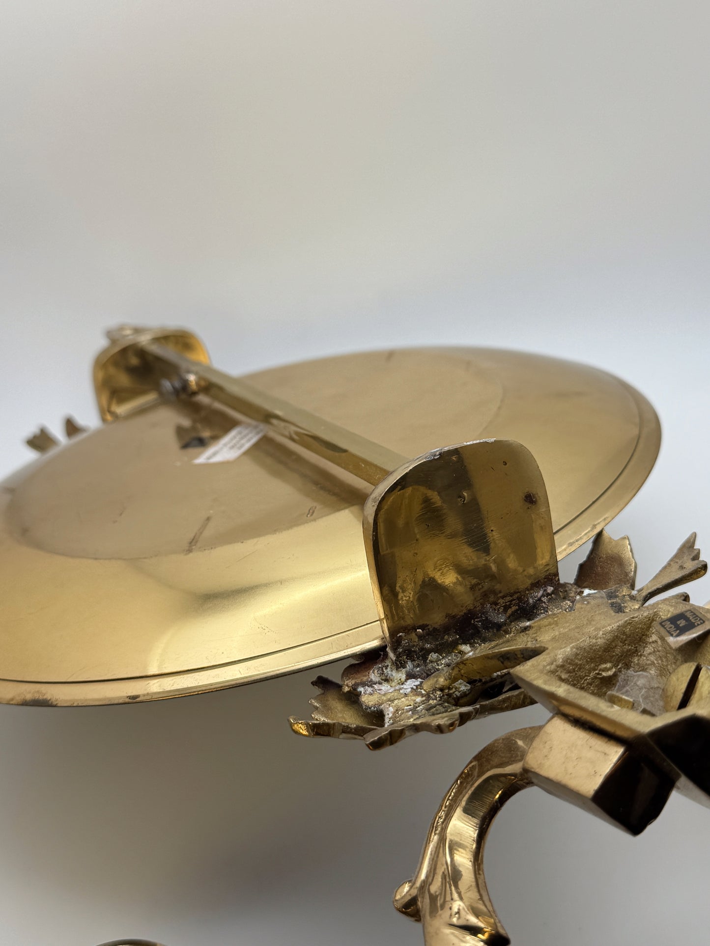 Vintage Solid Brass Wall Sconces Made in India– Grape & Vine Motif – Heavy – Set of 2