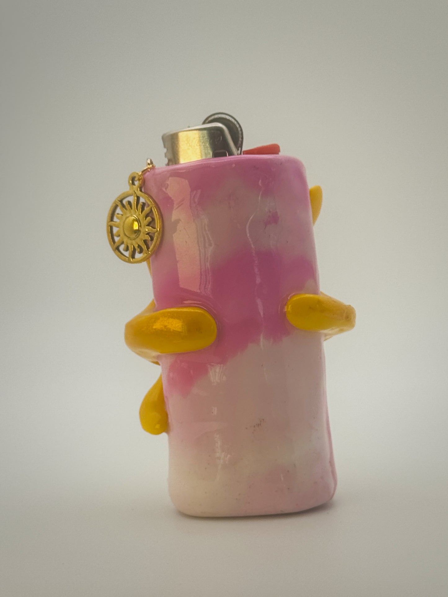 Smoking Miss Sunny Lighter Case with charm| Fits Standard Bic | Handmade Polymer Clay Art