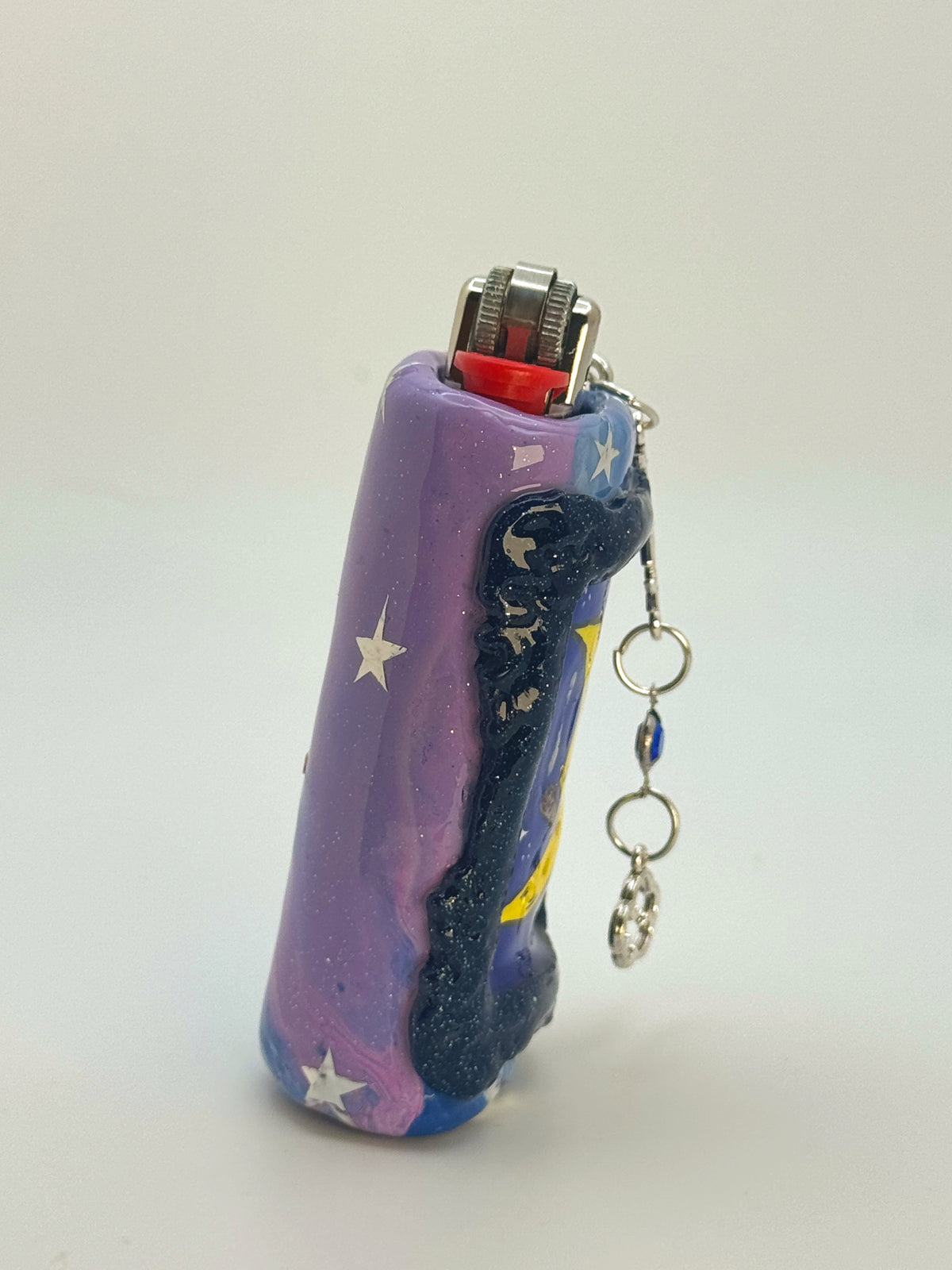 Vintage Frame Smoking Moon Case with charm| Fits Standard Bic | Handmade Polymer Clay Art