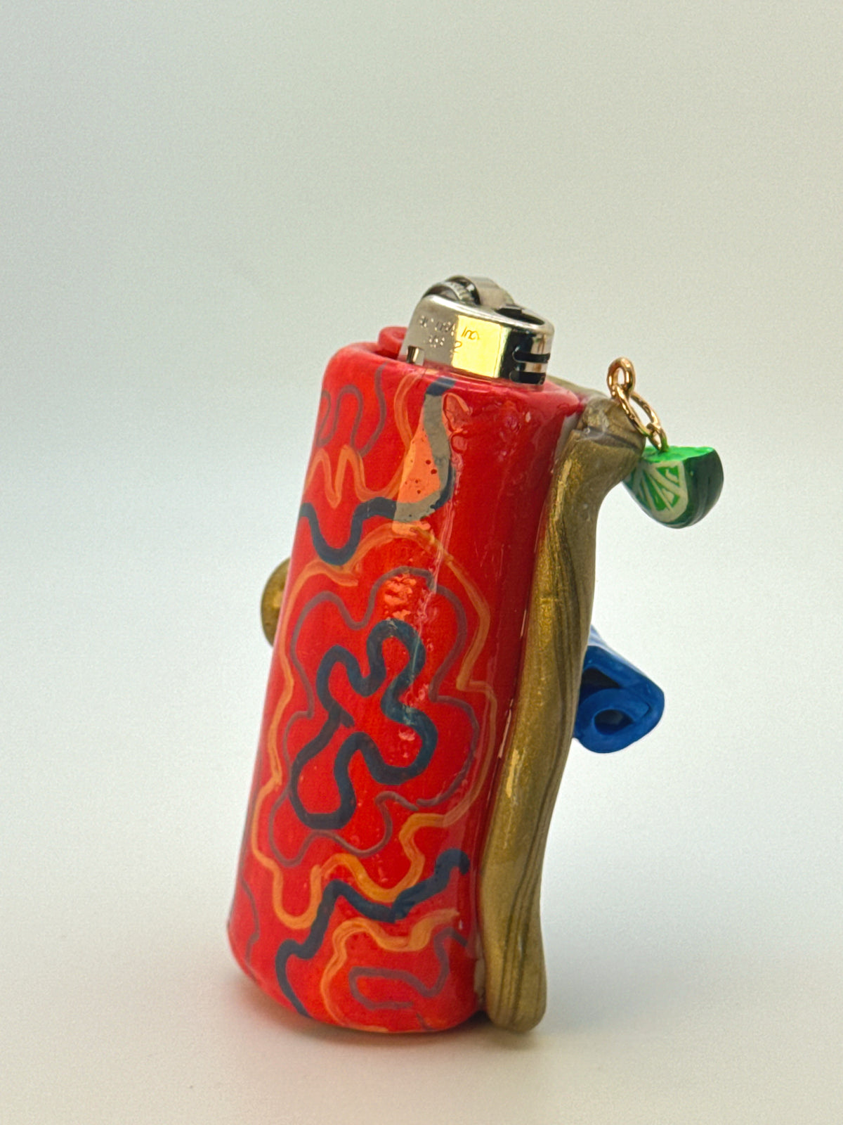 Sardines Tin Case with charm| Fits Standard Bic | Handmade Polymer Clay Art